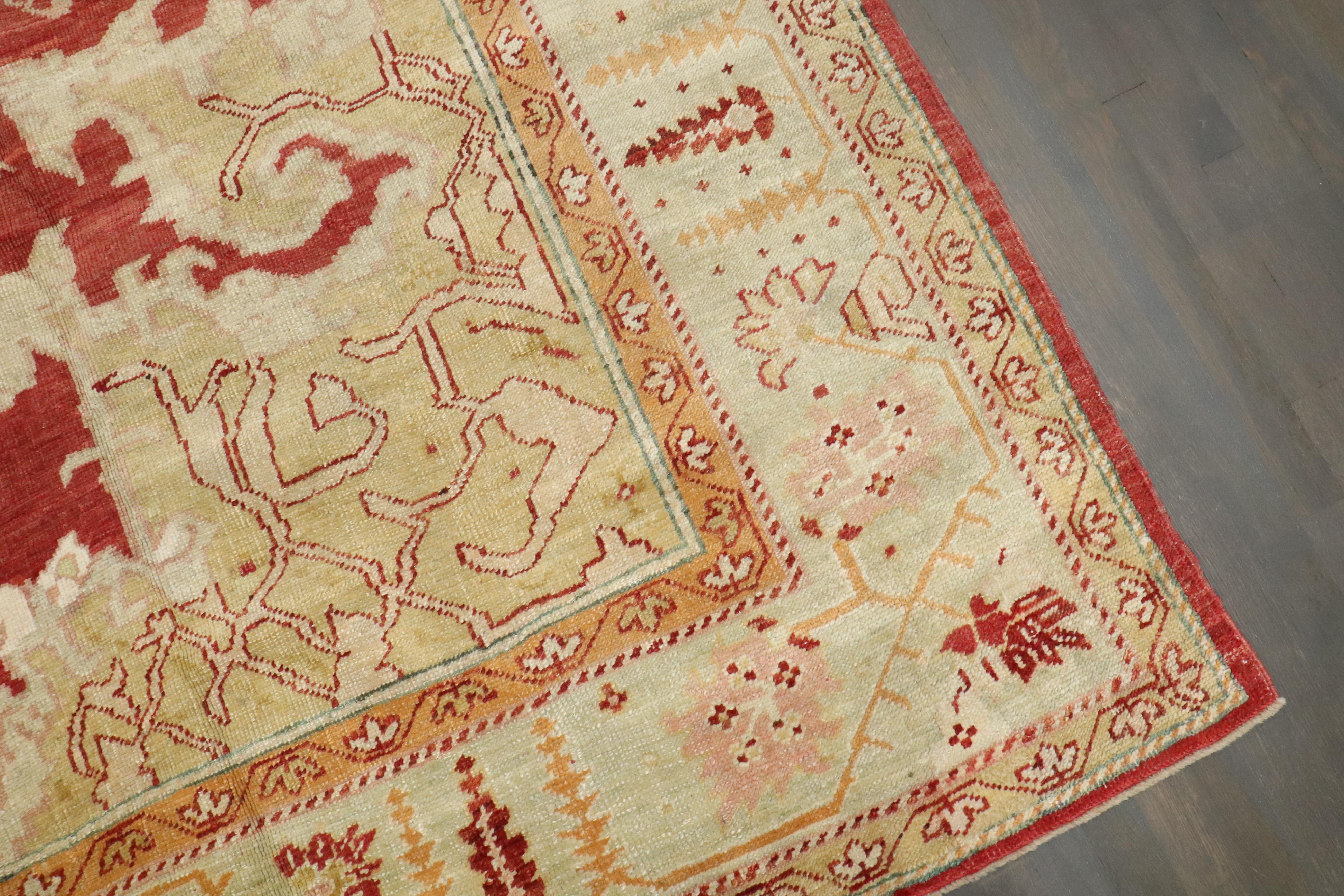 Tessuto a mano Tappeto Zabihi Collection'S Rosso Antico Turco Oushak in vendita