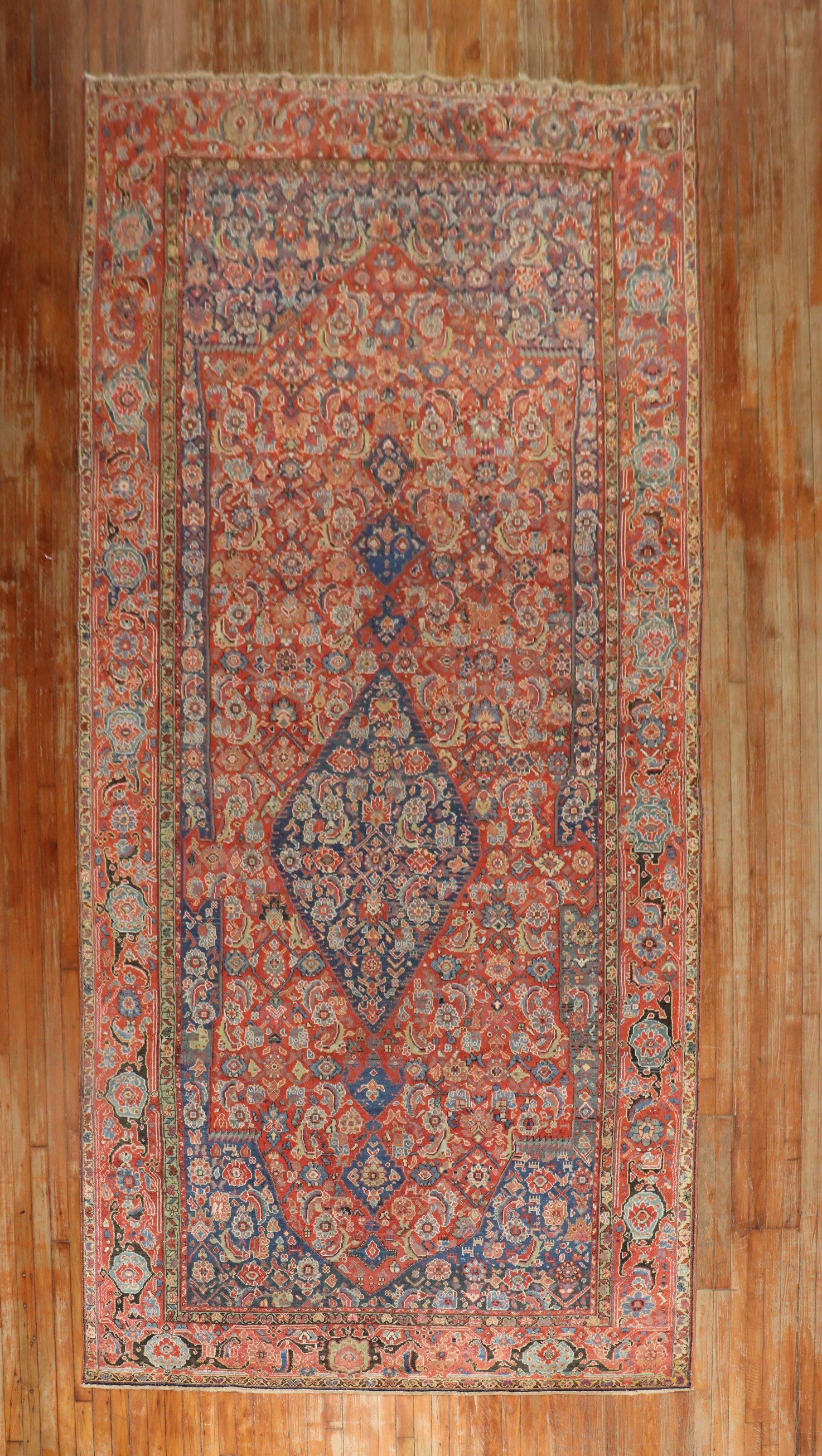 Zabihi Kollektion Rot-Blauer persischer Corridor-Teppich (Handgeknüpft) im Angebot