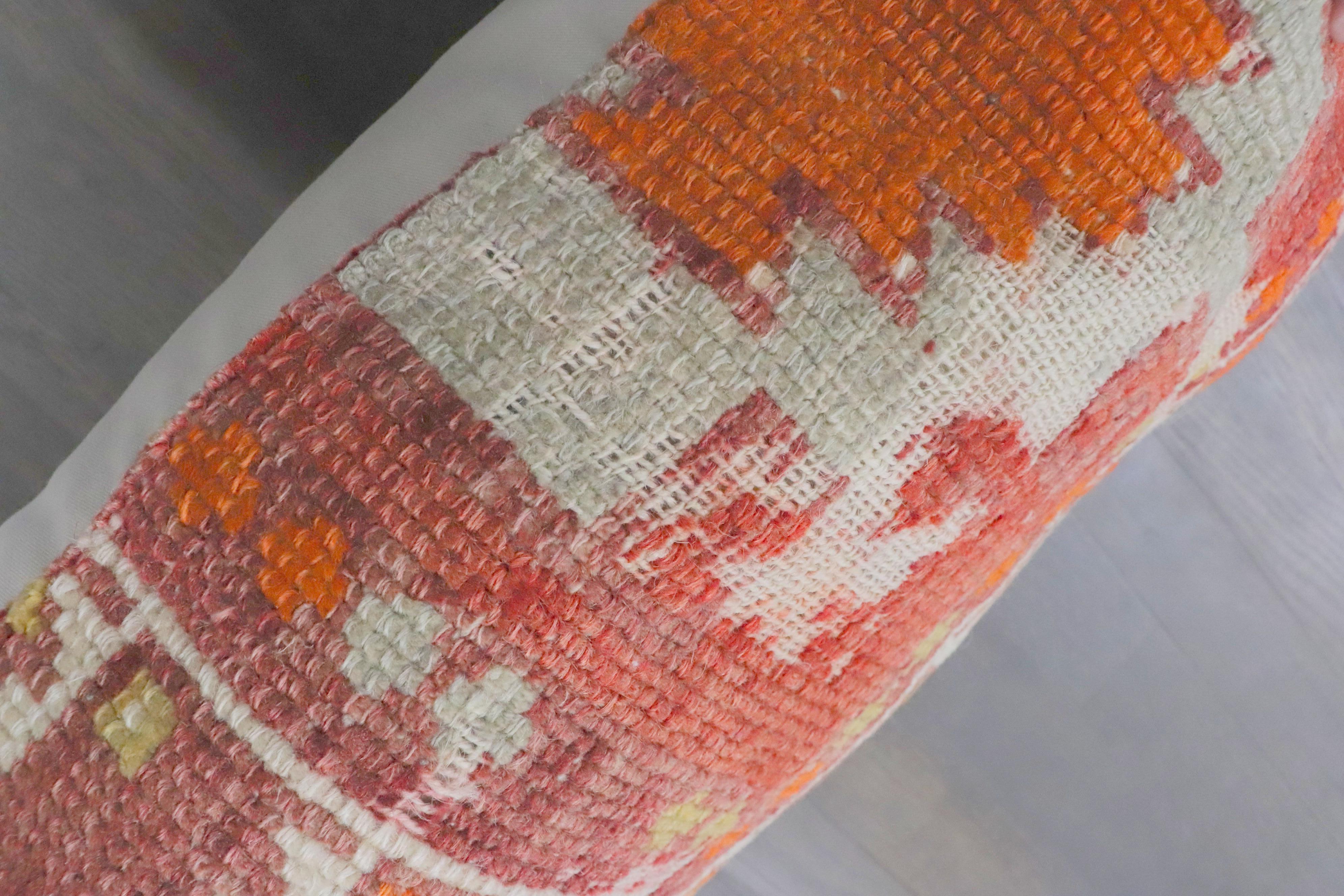 Zabihi Collection Red Bolster Size Turkish Rug Large Pillow In Good Condition For Sale In New York, NY