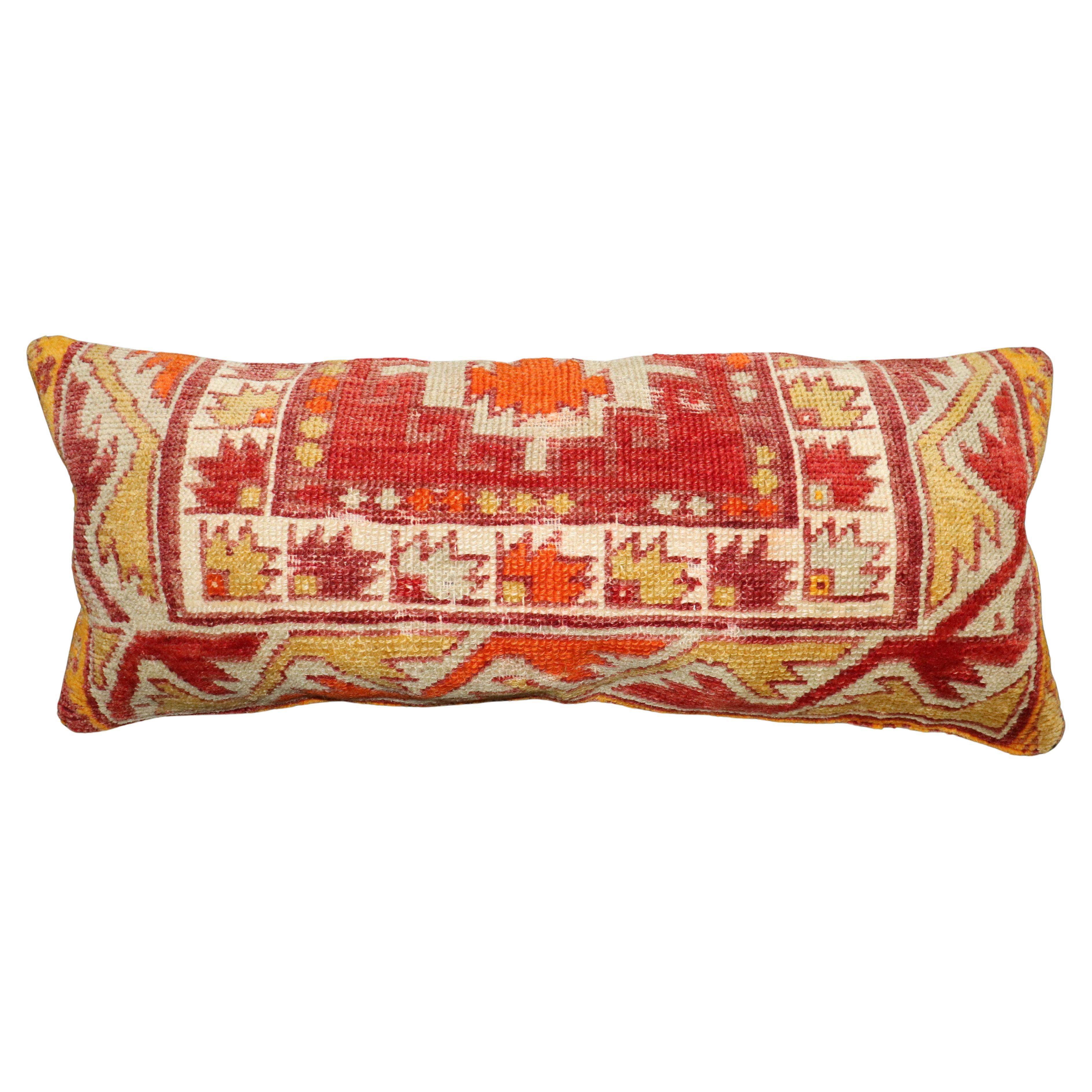 Zabihi Collection Red Bolster Size Turkish Rug Large Pillow For Sale