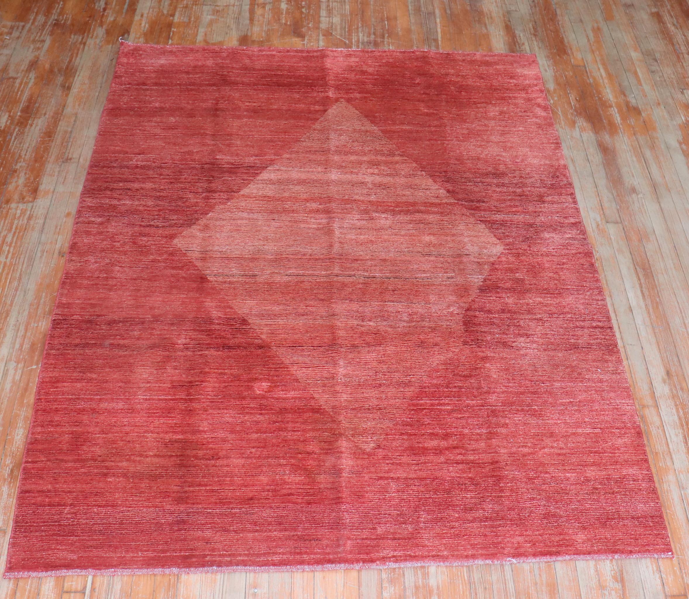 Tribal Zabihi Collection Red Contemporary Persian Gabbeh Rug For Sale