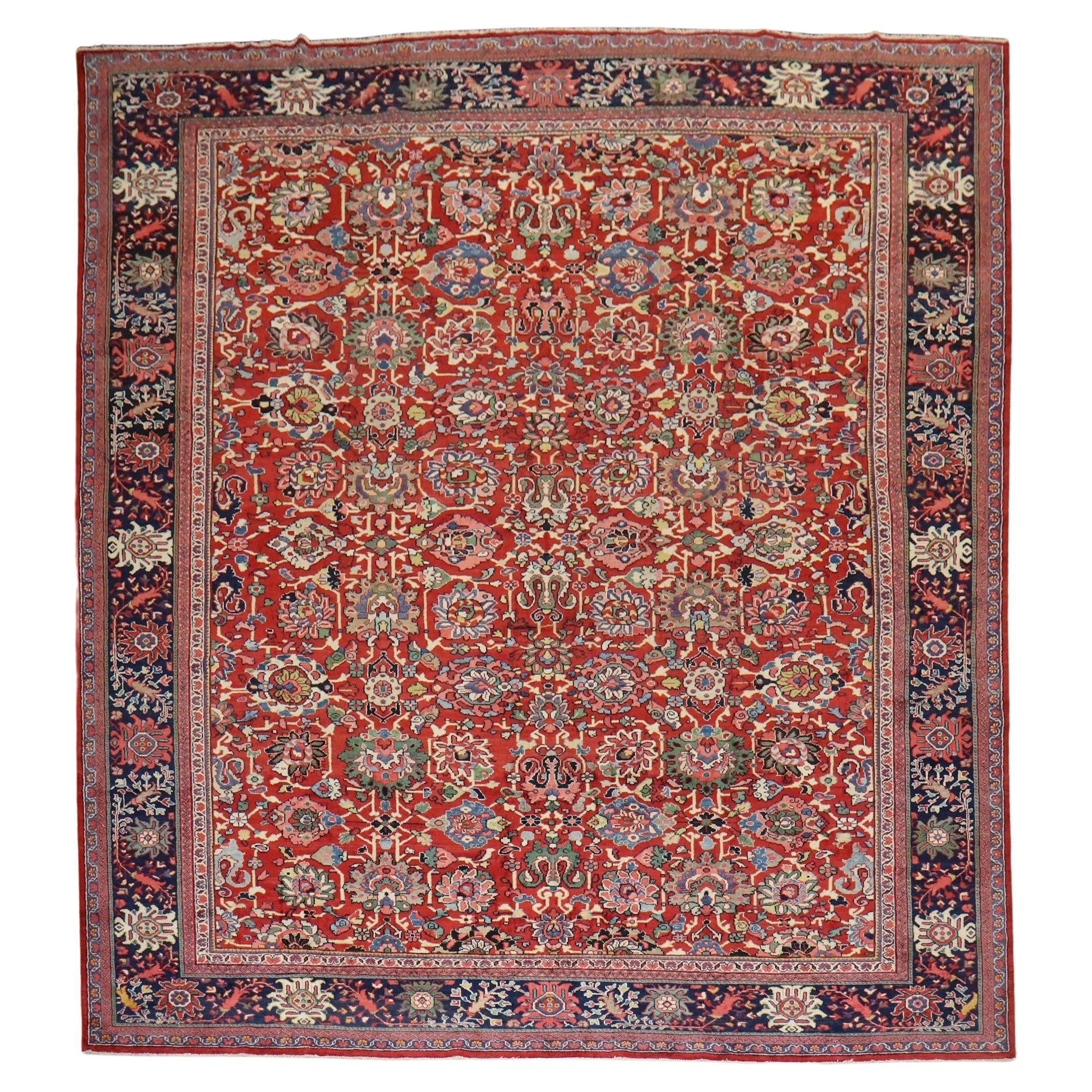 Grand tapis persan ancien rouge de la collection Zabihi Mahal