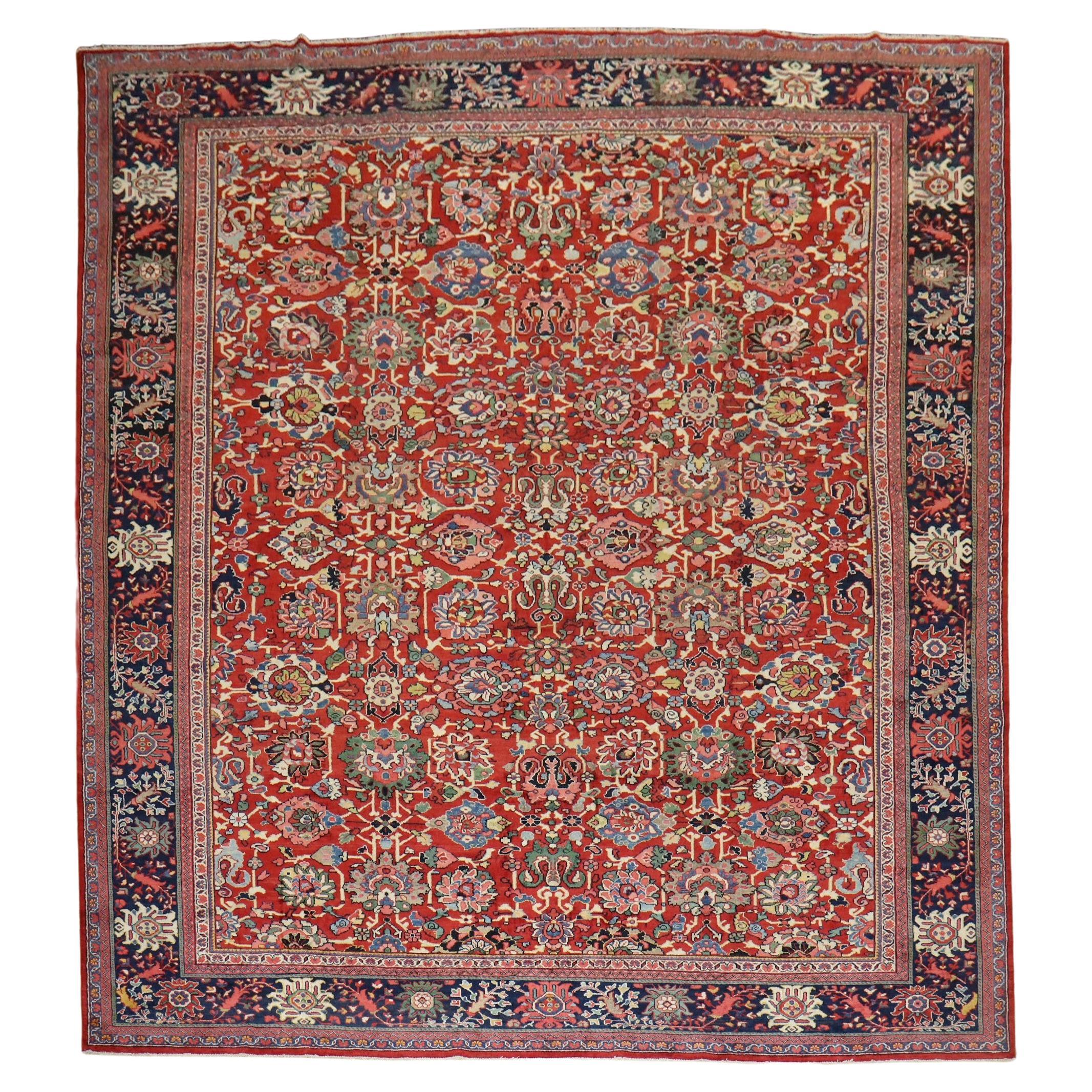 Zabihi Collection Red Large Antique Persian Mahal Rug