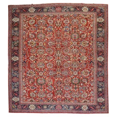 Zabihi Collection Red Large Antique Persian Mahal Rug