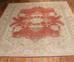 Zabihi Collection Red Large Square Oversize Antique Oushak Rug