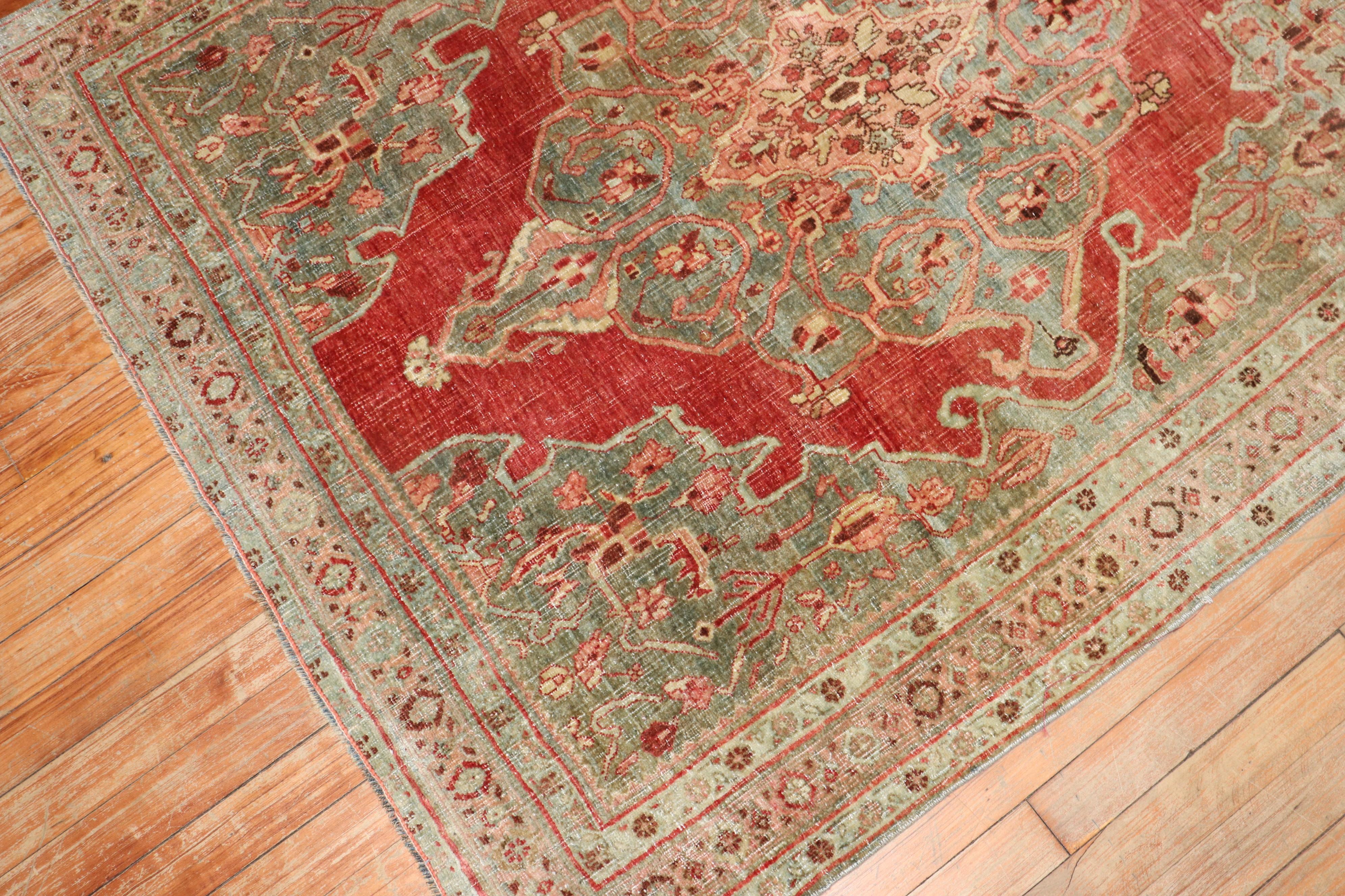 Zabihi Collection Rot Persisch Antik Bidjar Akzent Quadratisch Klein Teppich (Wolle) im Angebot