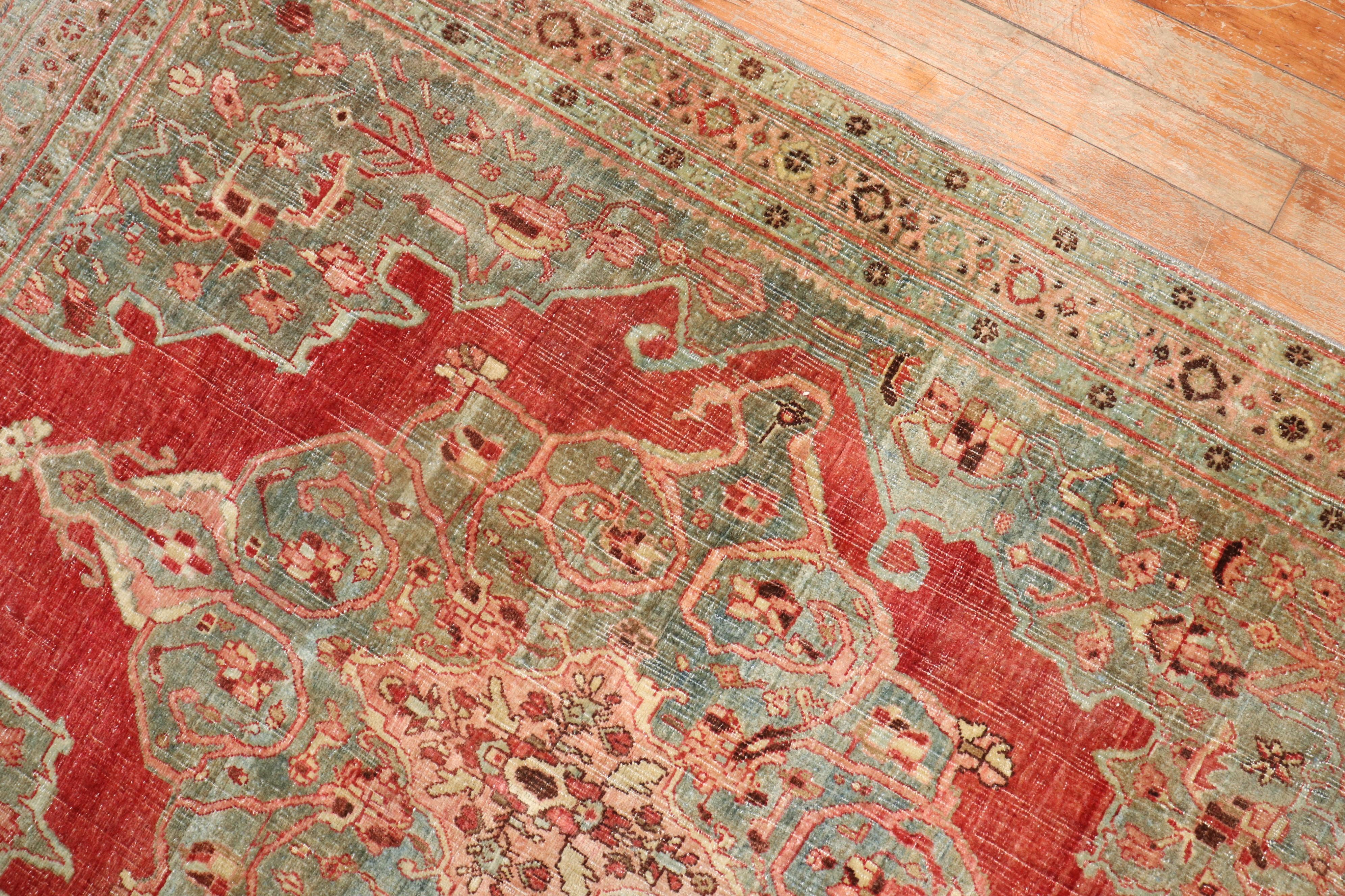Zabihi Collection Rot Persisch Antik Bidjar Akzent Quadratisch Klein Teppich im Angebot 1