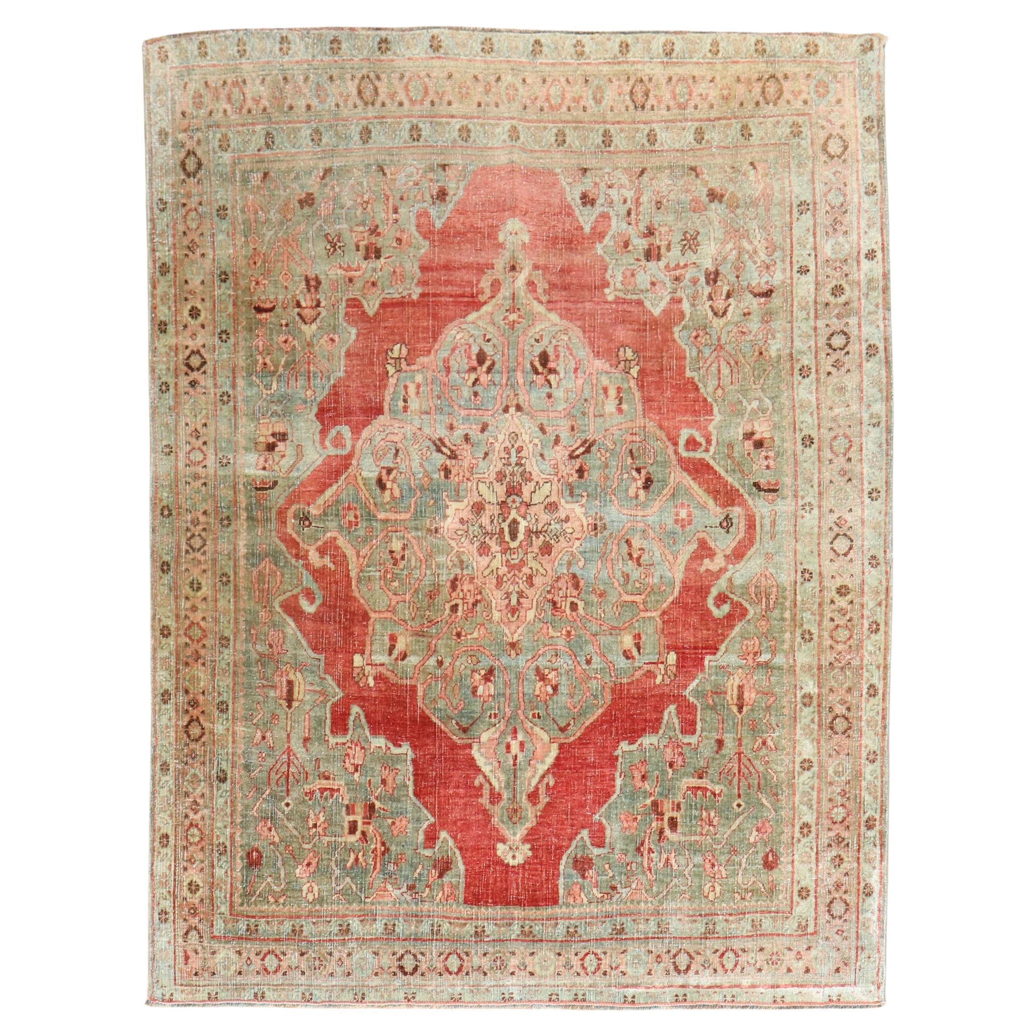 Zabihi Collection Rot Persisch Antik Bidjar Akzent Quadratisch Klein Teppich