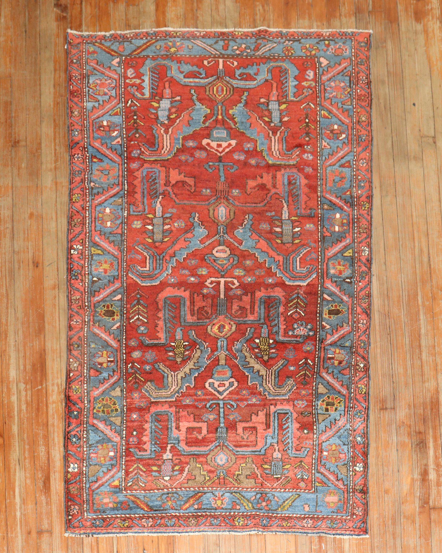 Hand-Knotted Zabihi Collection Red Persian  Malayer Rug For Sale