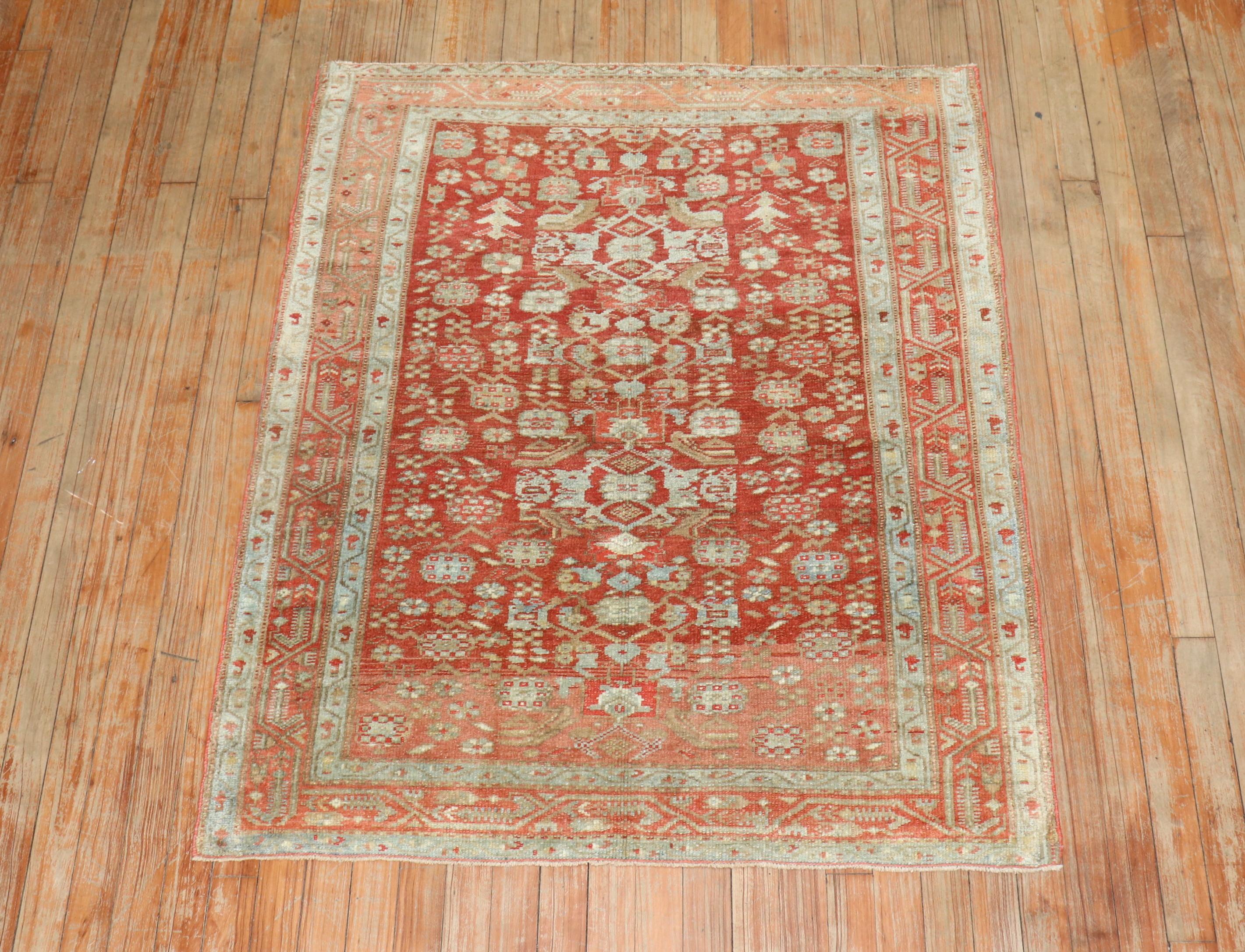 Zabihi Collection Rot Persisch Malayer Small Size Quadratischer Teppich (Wolle) im Angebot