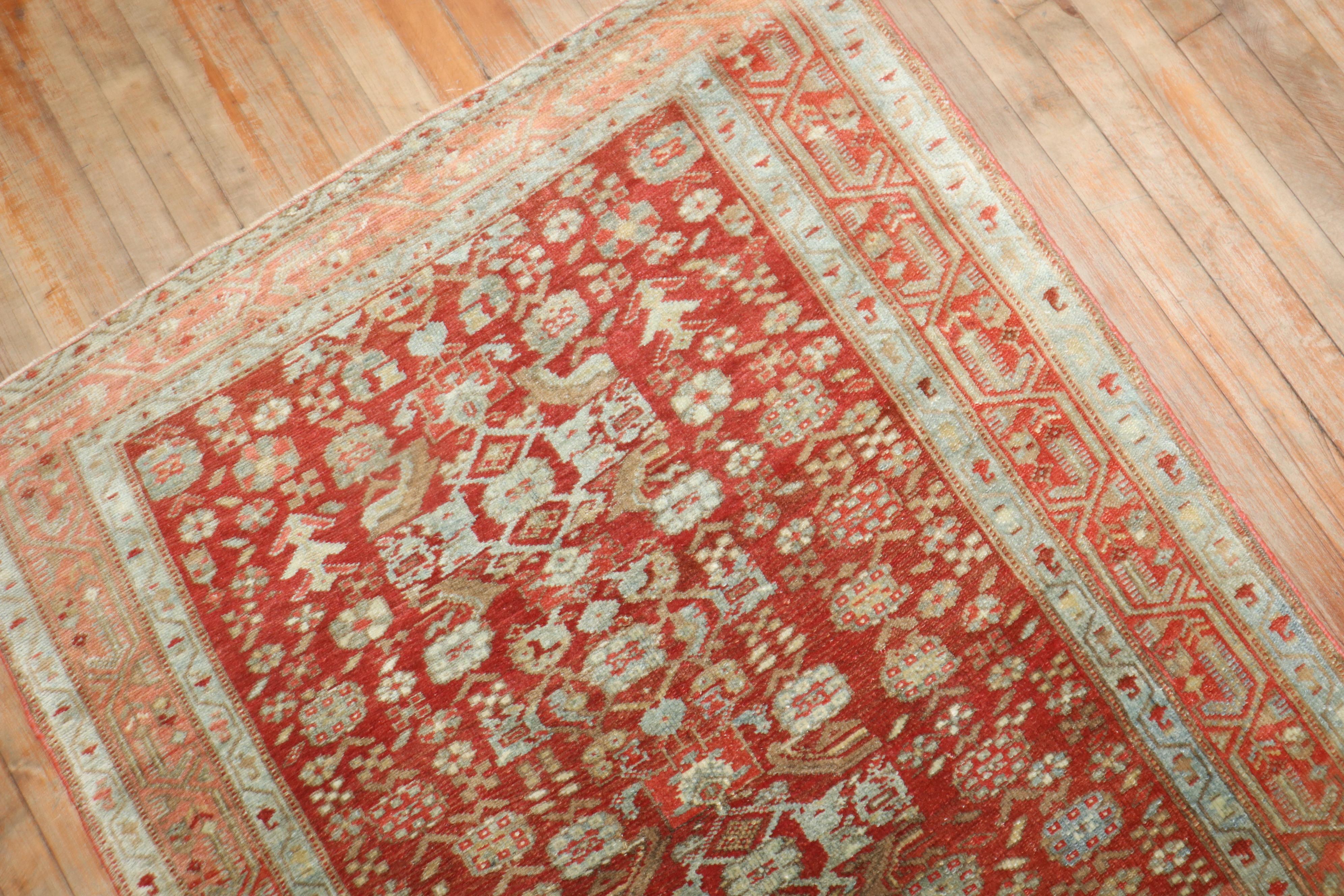 Zabihi Collection Rot Persisch Malayer Small Size Quadratischer Teppich im Angebot 1