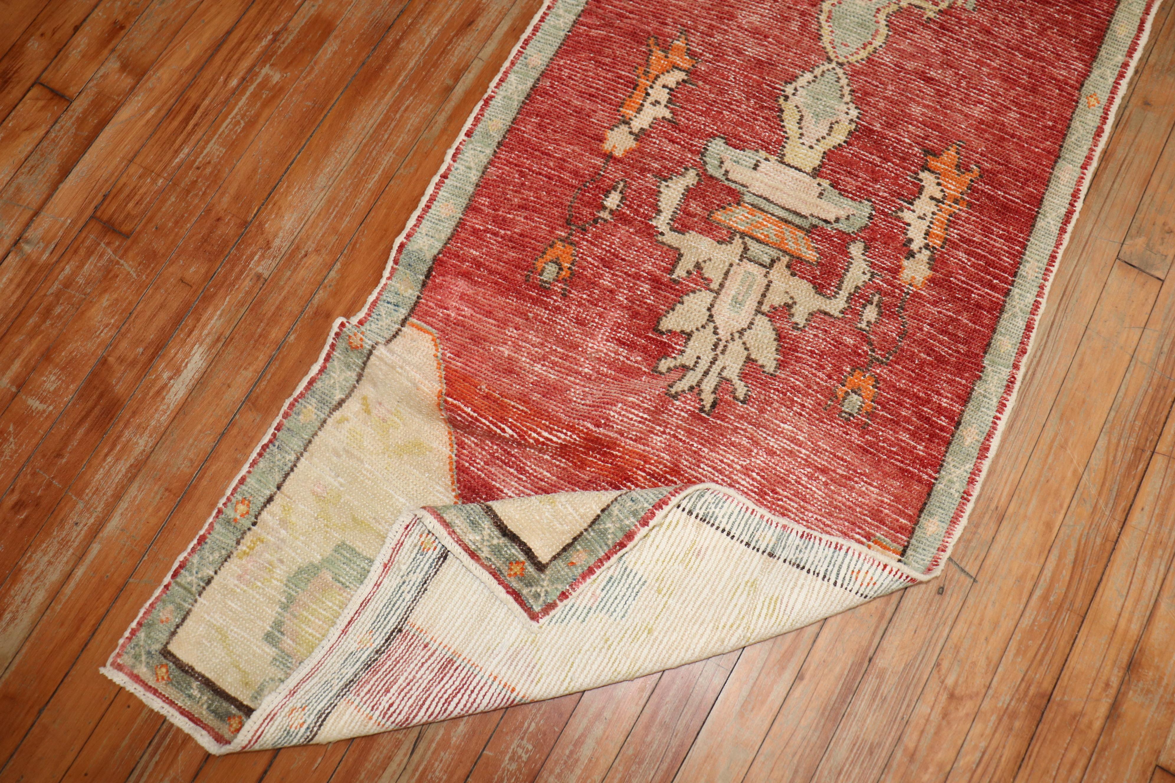 Zabihi Collection Red Turkish Narrow Runner In Good Condition For Sale In New York, NY