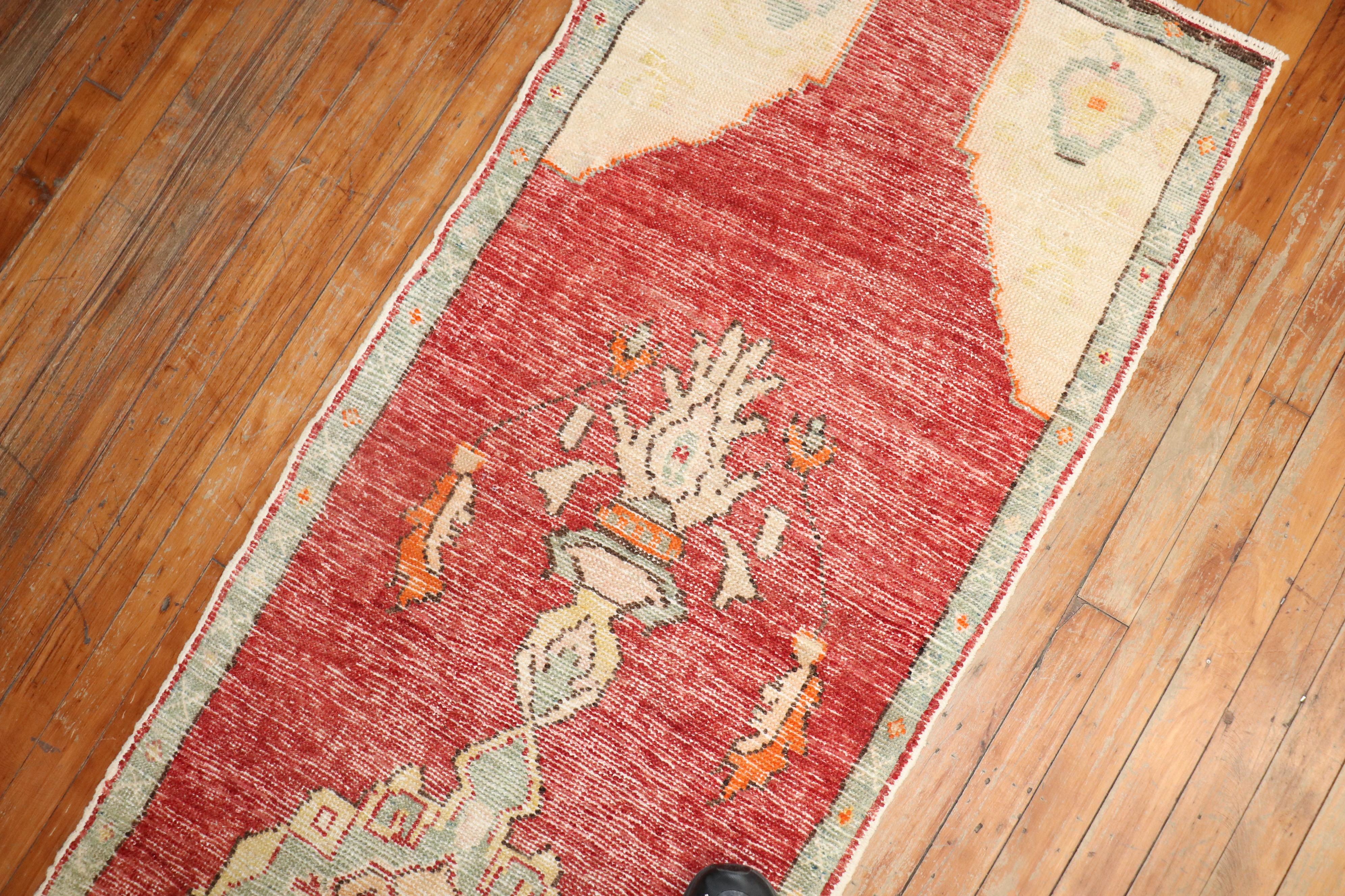 20th Century Zabihi Collection Red Turkish Narrow Runner For Sale
