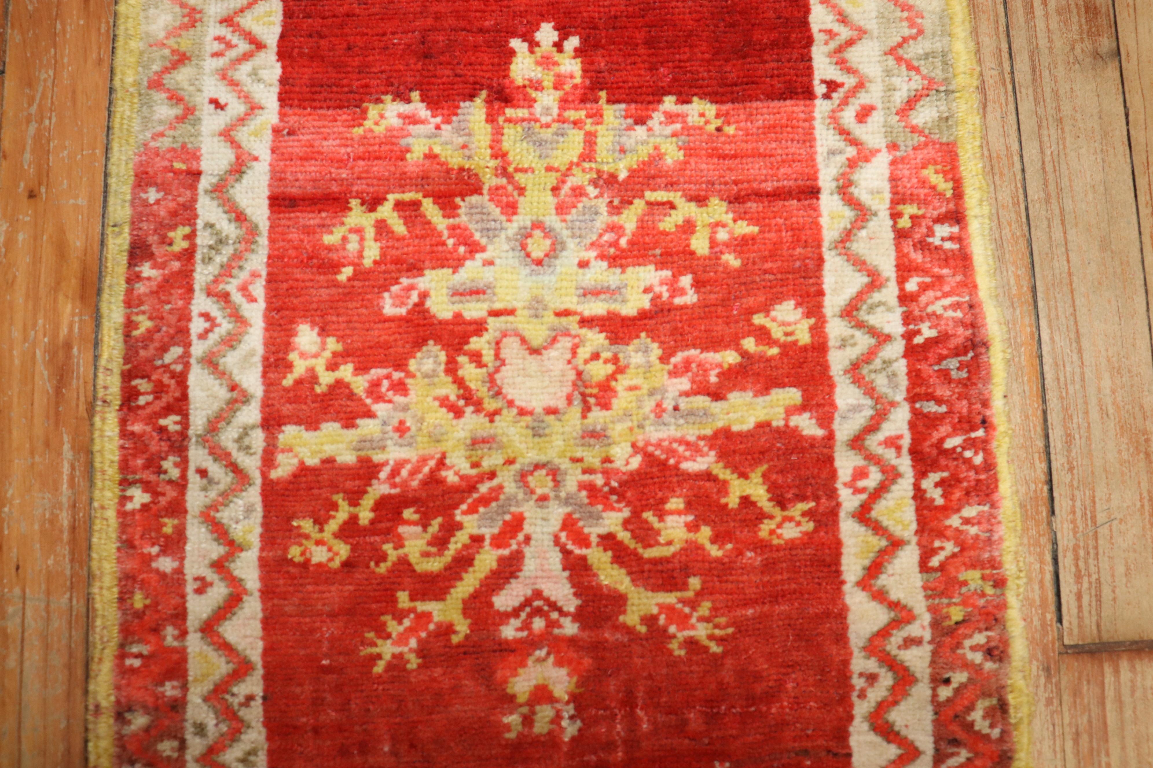 Agra Zabihi Collection Red Turkish Sivas Small Runner For Sale