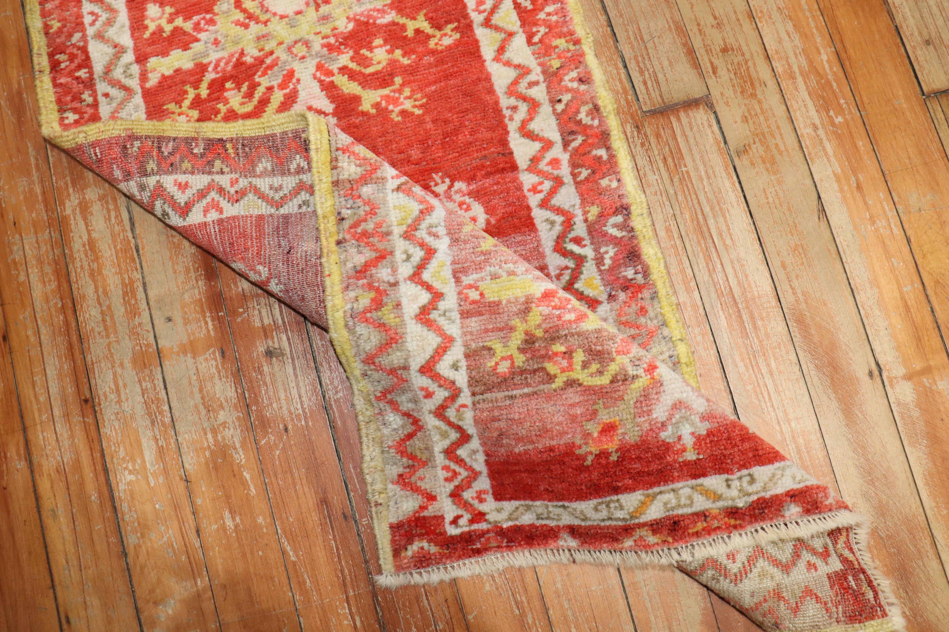 Hand-Woven Zabihi Collection Red Turkish Sivas Small Runner For Sale