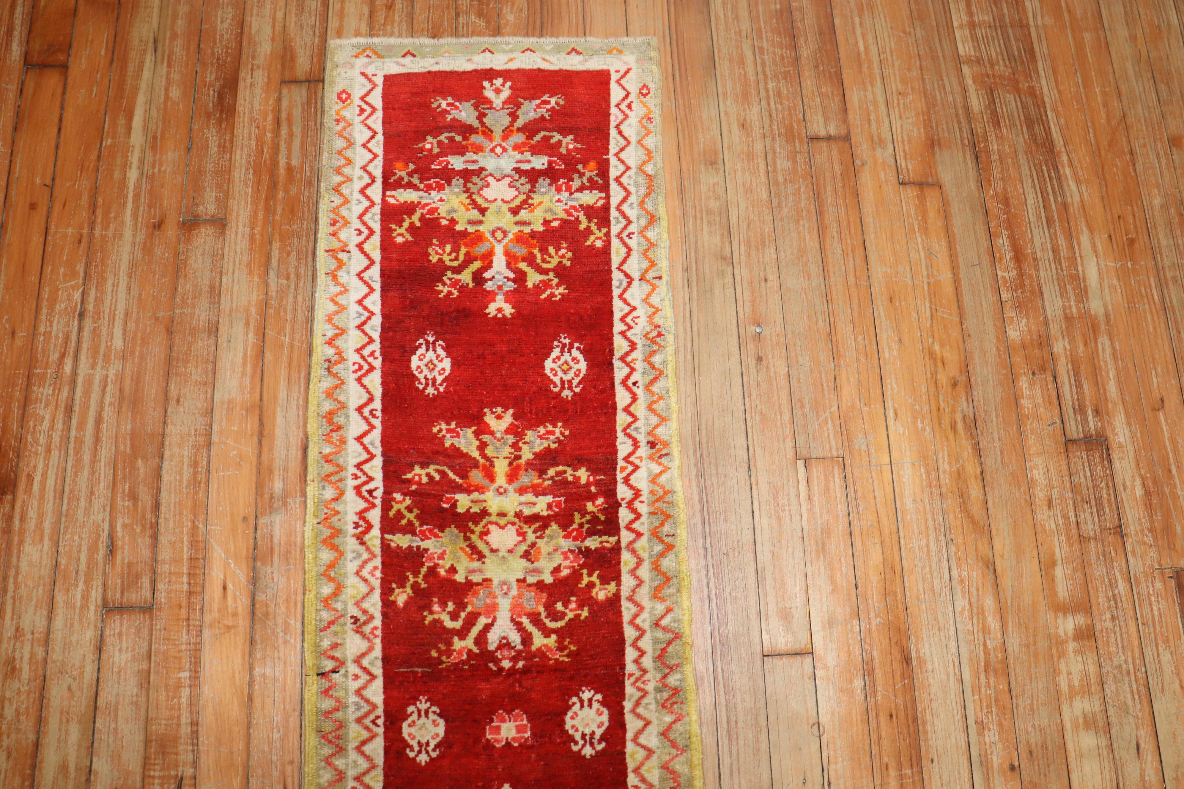 20th Century Zabihi Collection Red Turkish Sivas Small Runner For Sale