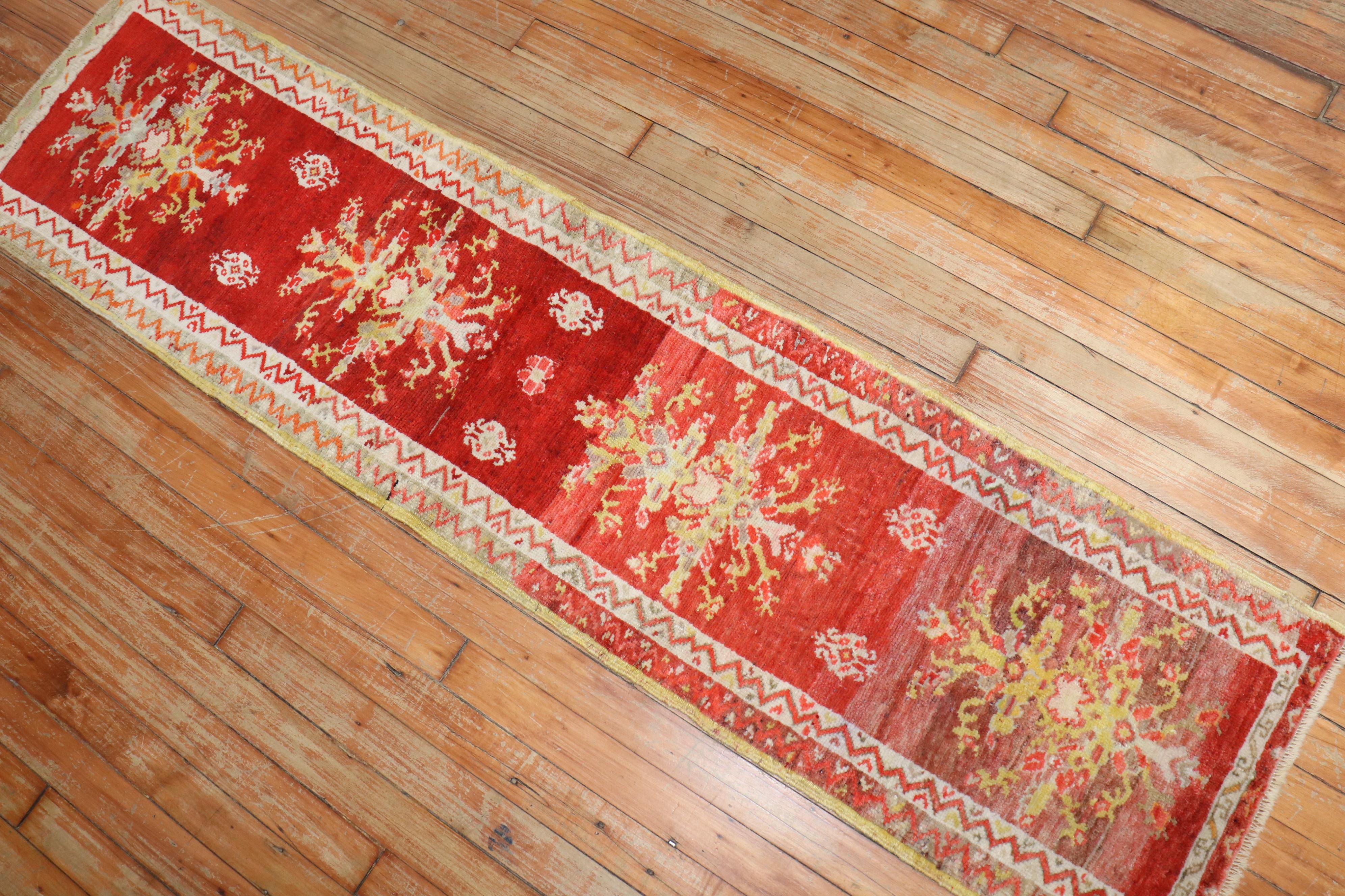 Wool Zabihi Collection Red Turkish Sivas Small Runner For Sale