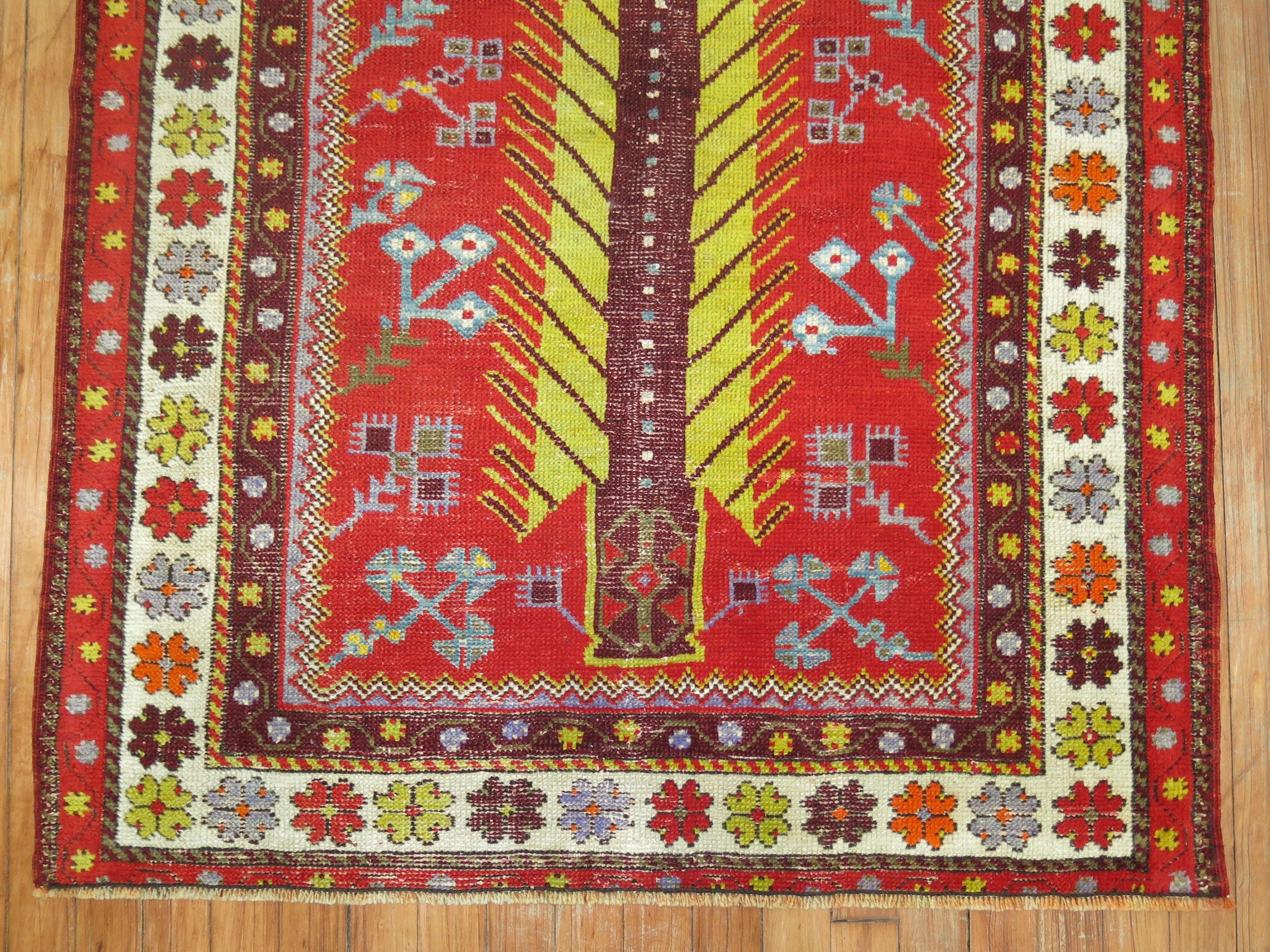 Zabihi Collection Red Vintage Turkish Anatolian Scatter Rug In Good Condition For Sale In New York, NY