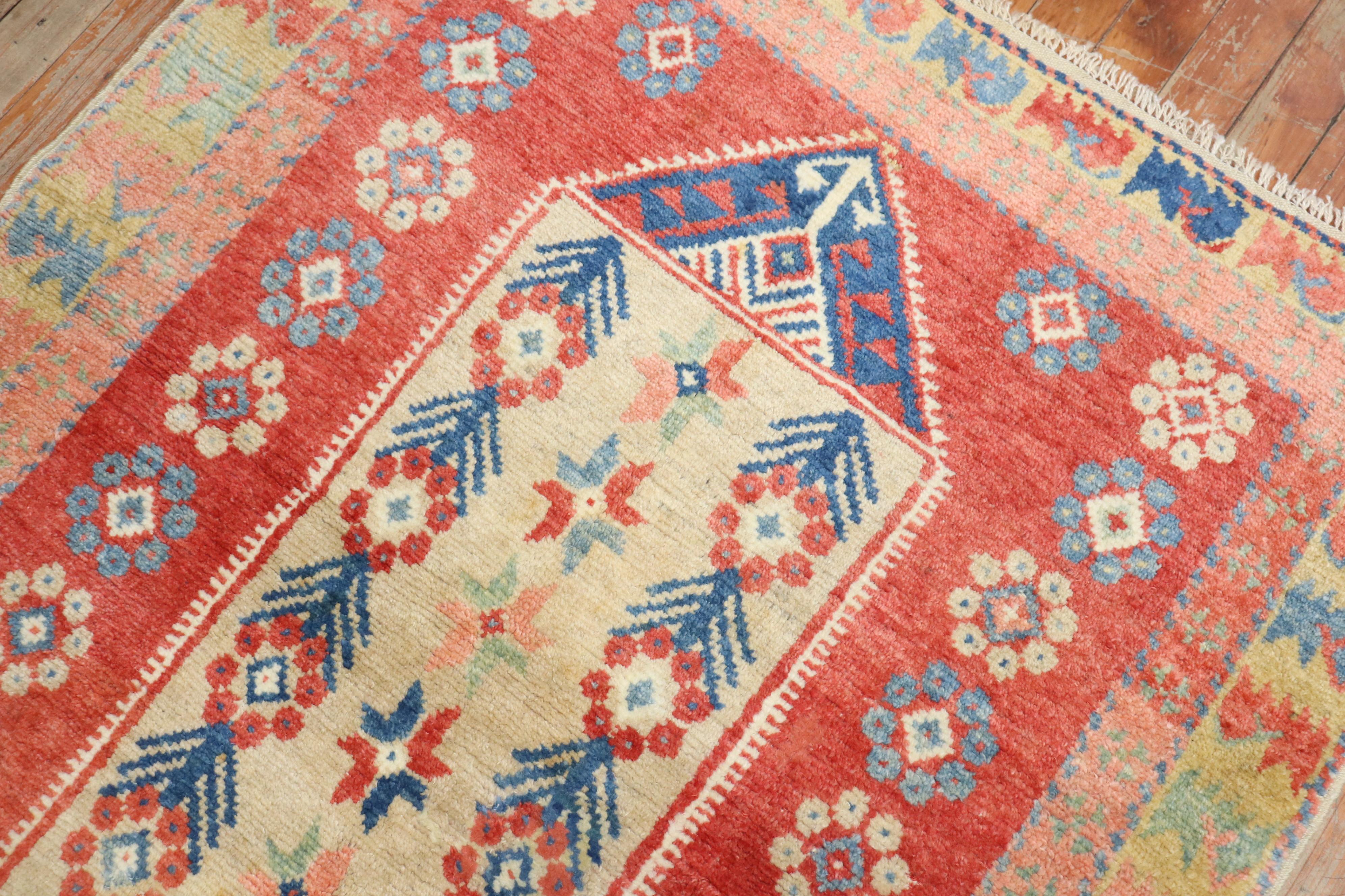 Zabihi Collection Red Vintage Turkish Anatolian Scatter Rug In Good Condition For Sale In New York, NY