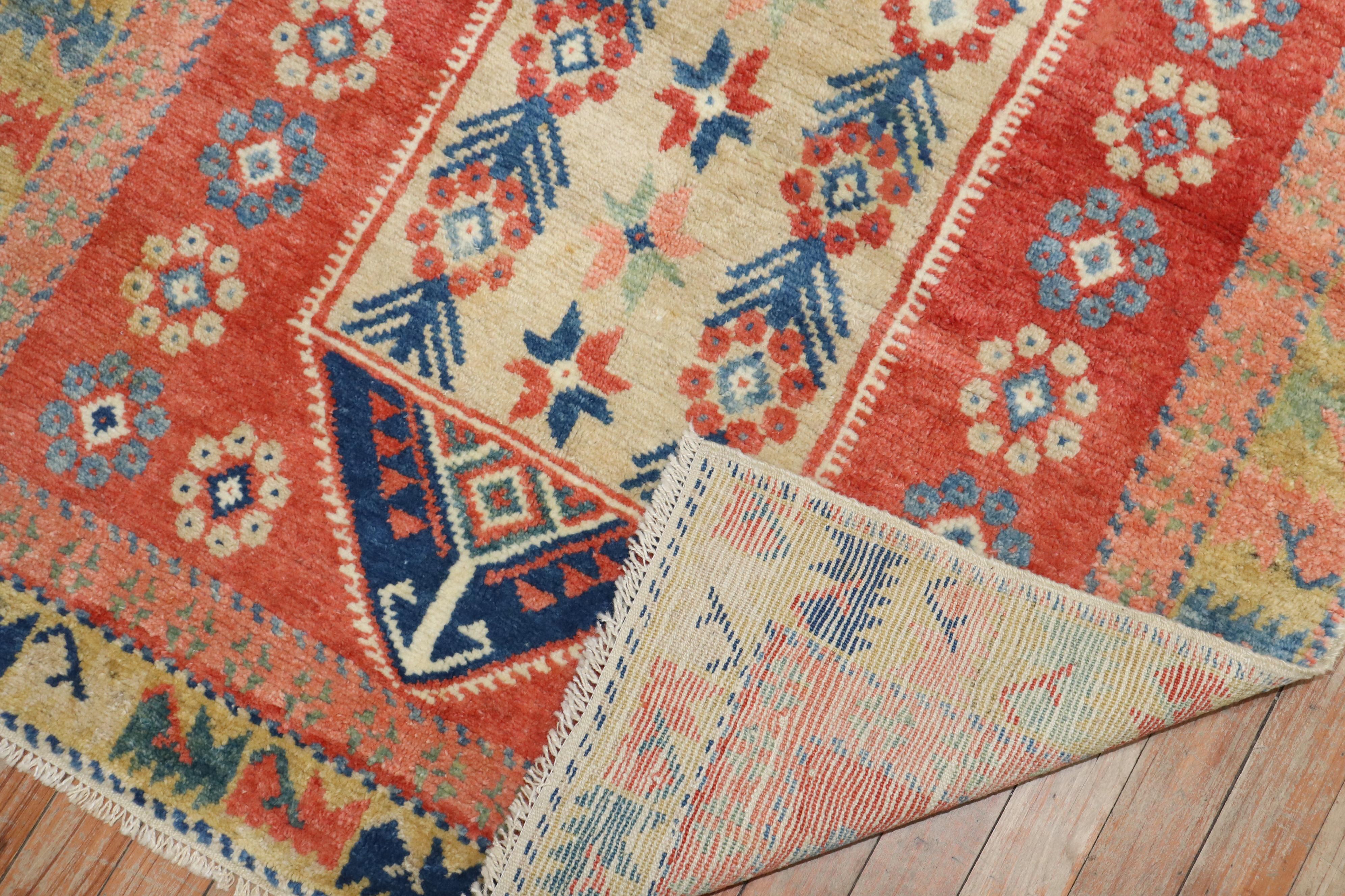 20th Century Zabihi Collection Red Vintage Turkish Anatolian Scatter Rug For Sale