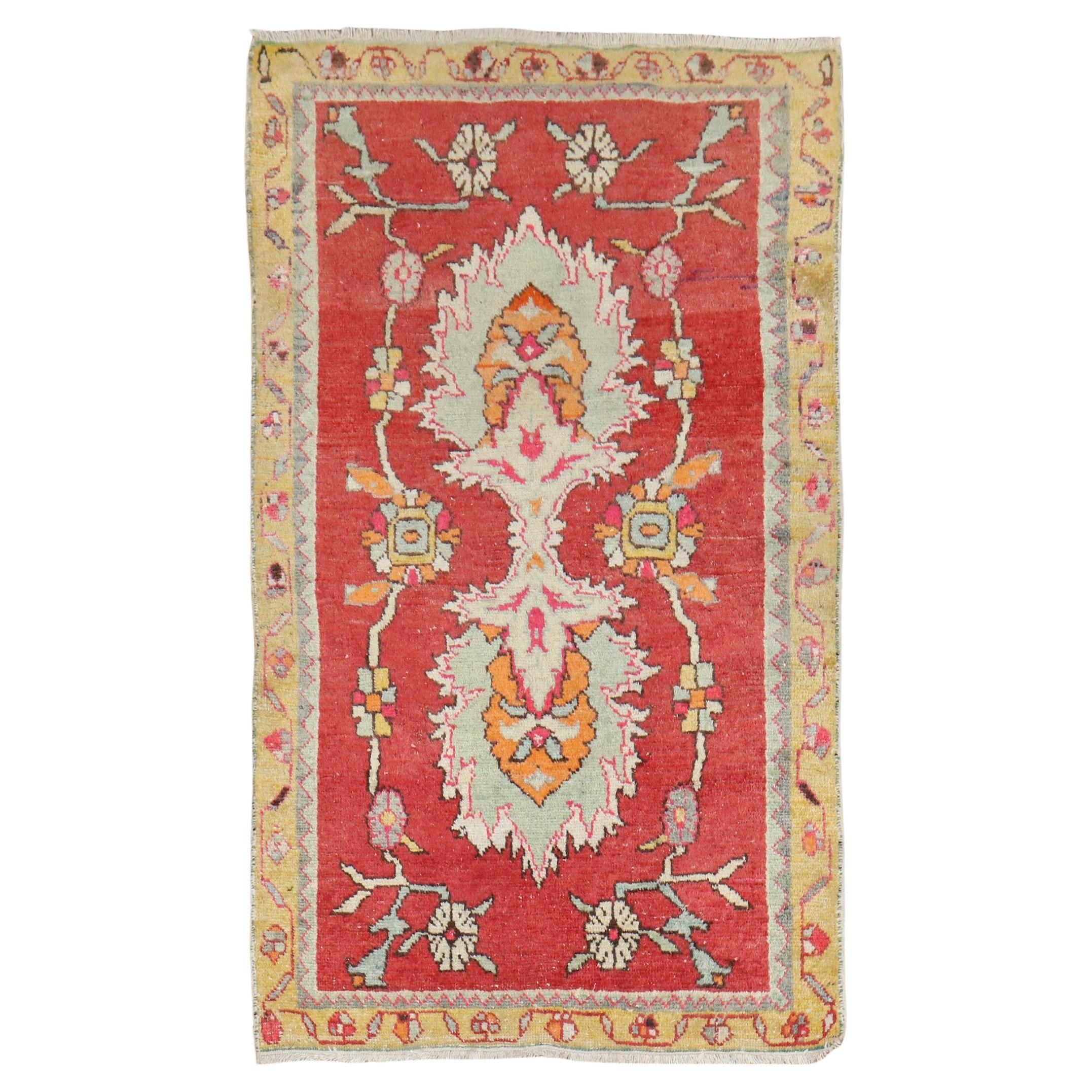 Zabihi Collection Red Vintage Turkish Anatolian Scatter Rug For Sale