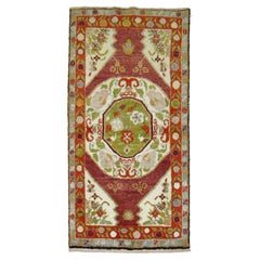 Zabihi Collection Red Vintage Turkish Anatolian Scatter Rug