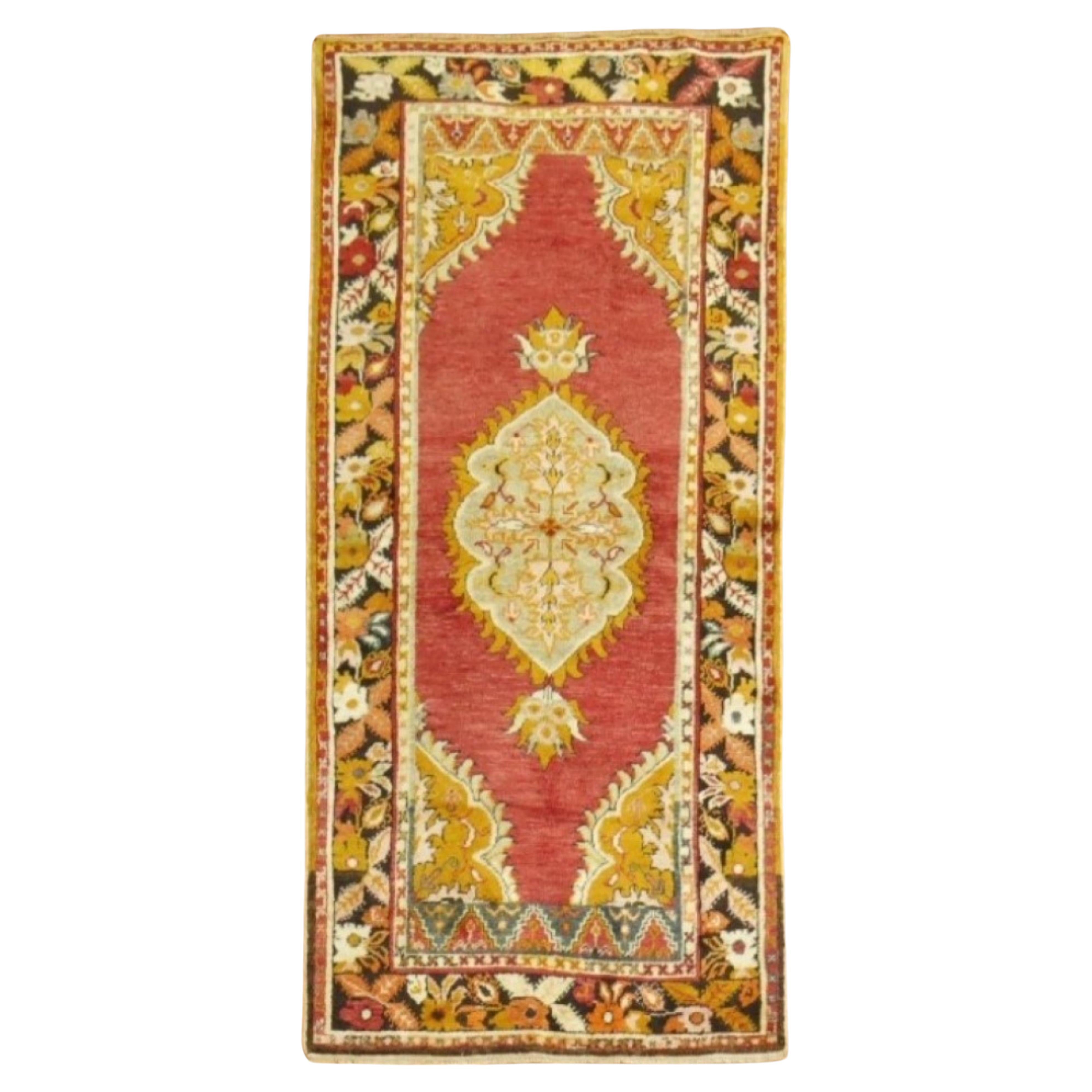 Zabihi Collection Red Vintage Turkish Anatolian Scatter Rug For Sale