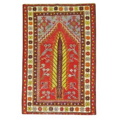 Zabihi Collection Red Retro Turkish Anatolian Scatter Rug