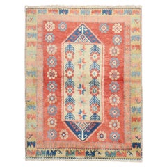 Zabihi Collection Red Vintage Turkish Anatolian Scatter Rug