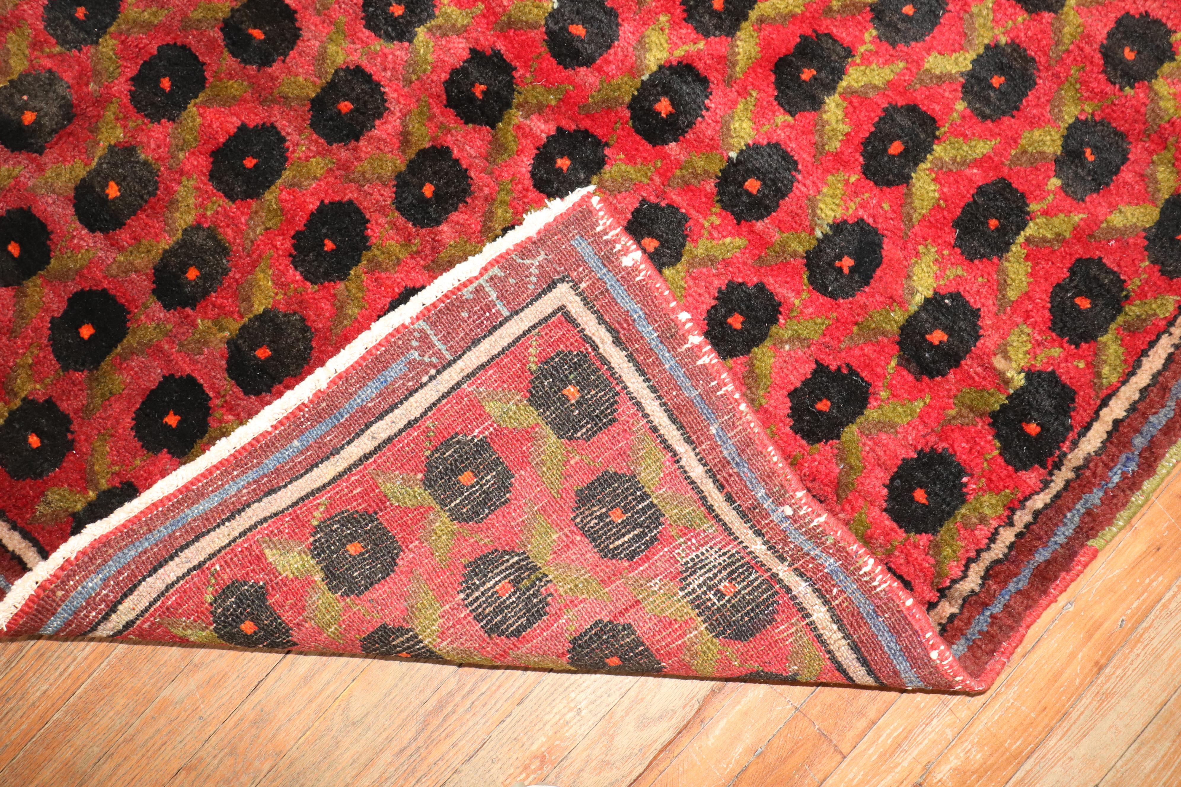 Zabihi Collection Red Vintage Turkish Kars Rug In Good Condition For Sale In New York, NY