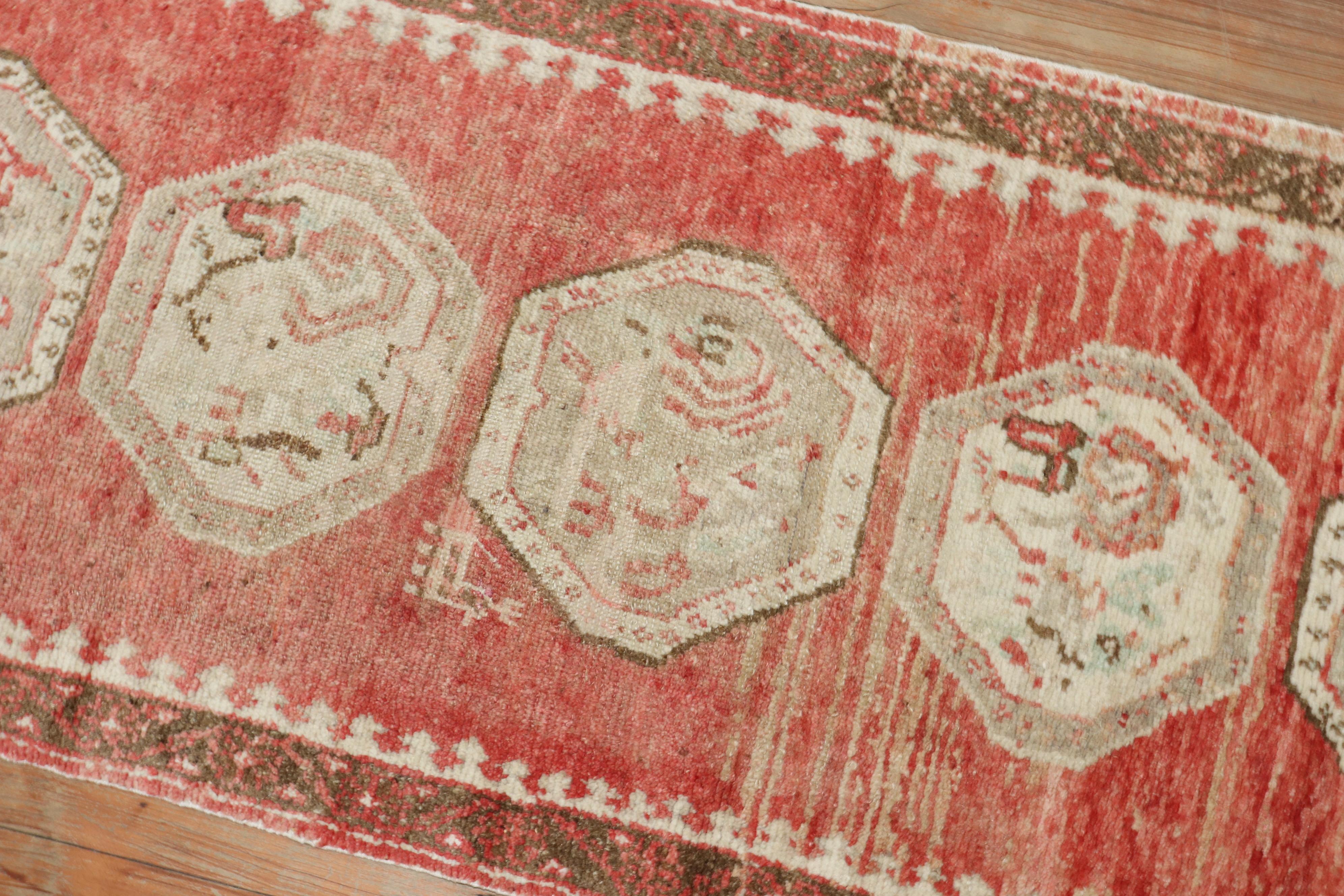 Zabihi Collection Red Vintage Turkish Oushak Narrow Runner For Sale 1