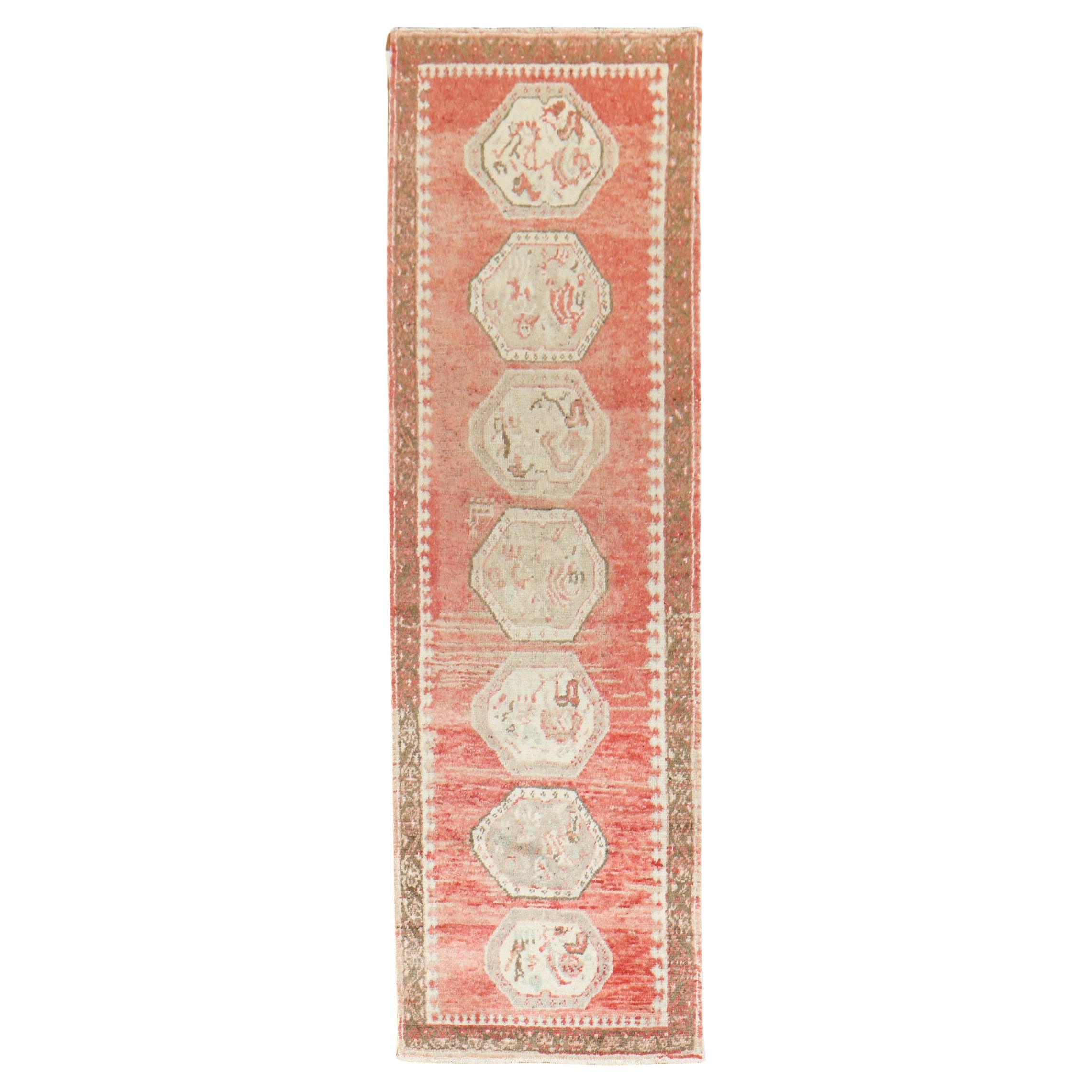 Zabihi Collection Red Vintage Turkish Oushak Narrow Runner