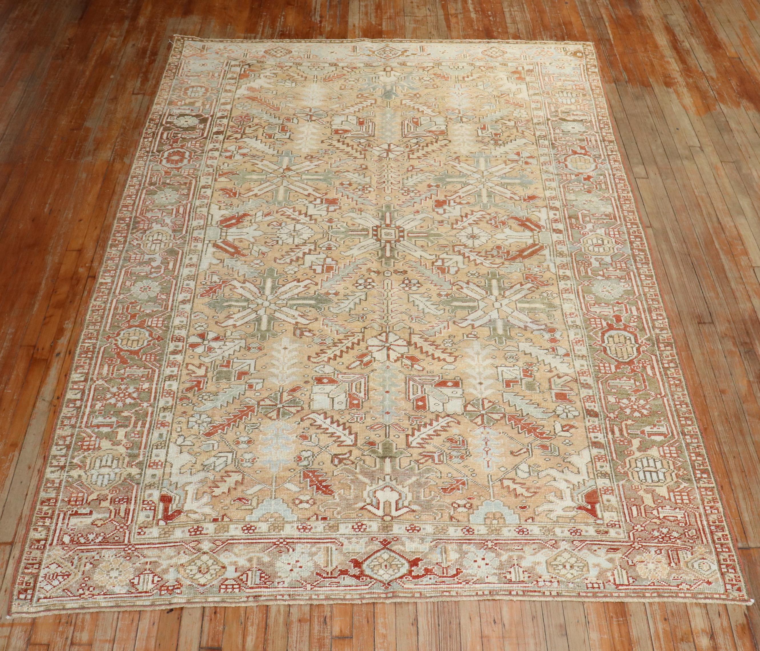 Zabihi Collection Room Size Antique Heriz Rug For Sale 3