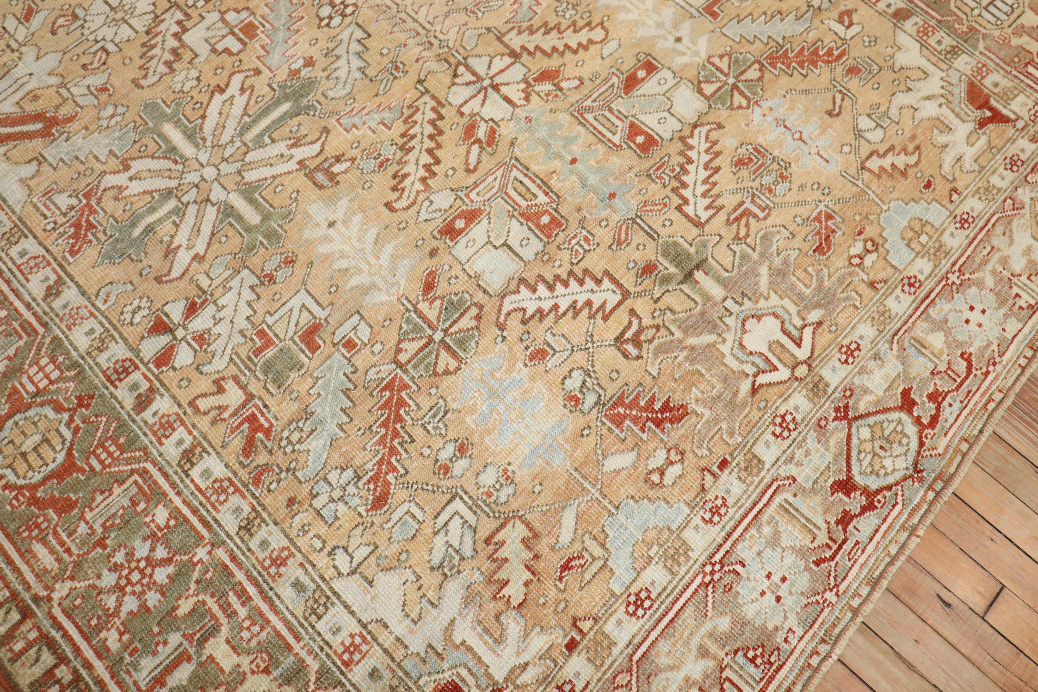 Zabihi Collection Room Size Antique Heriz Rug For Sale 4