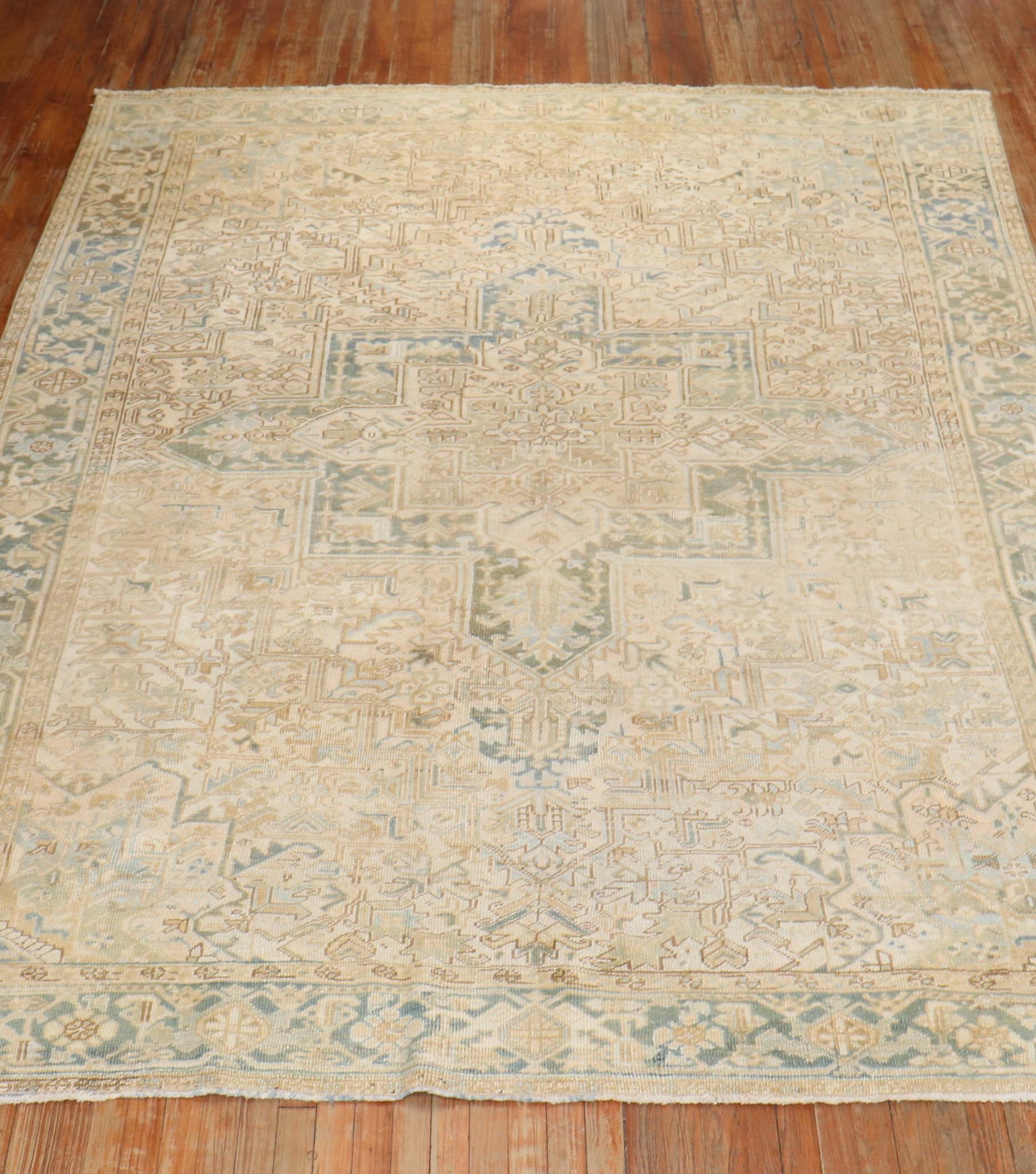 Tudor Zabihi Collection Room Size Antique Heriz Rug For Sale