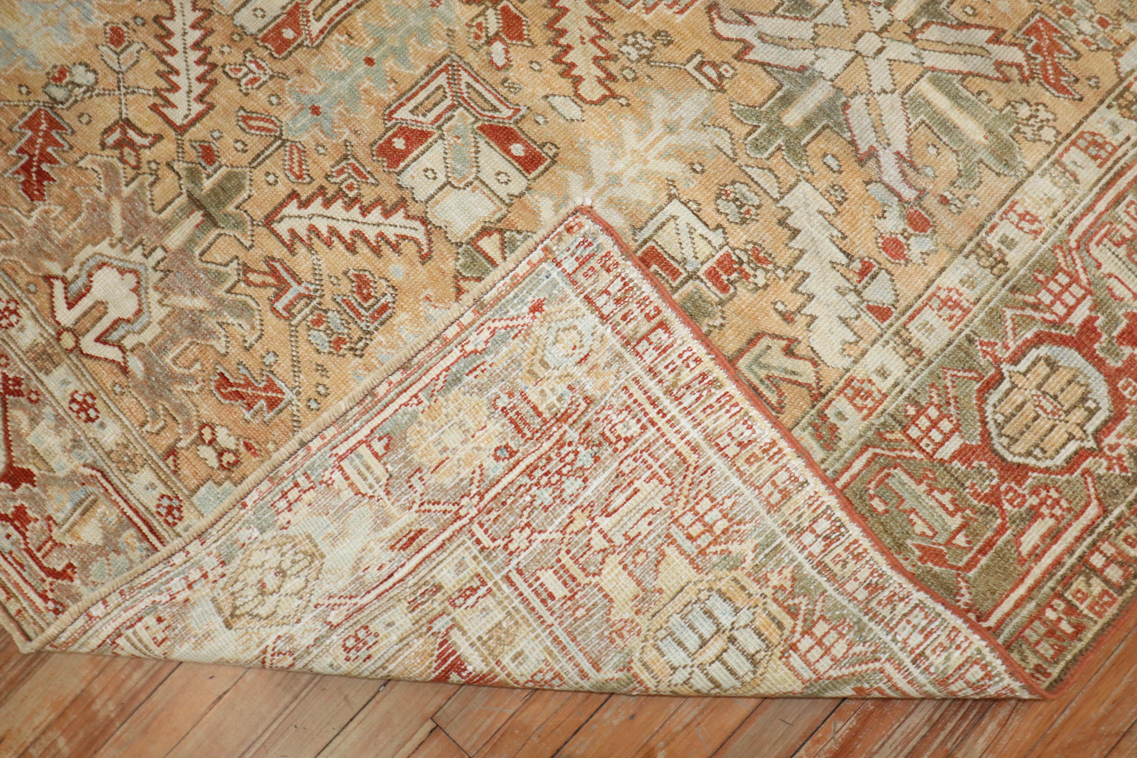 Wool Zabihi Collection Room Size Antique Heriz Rug For Sale