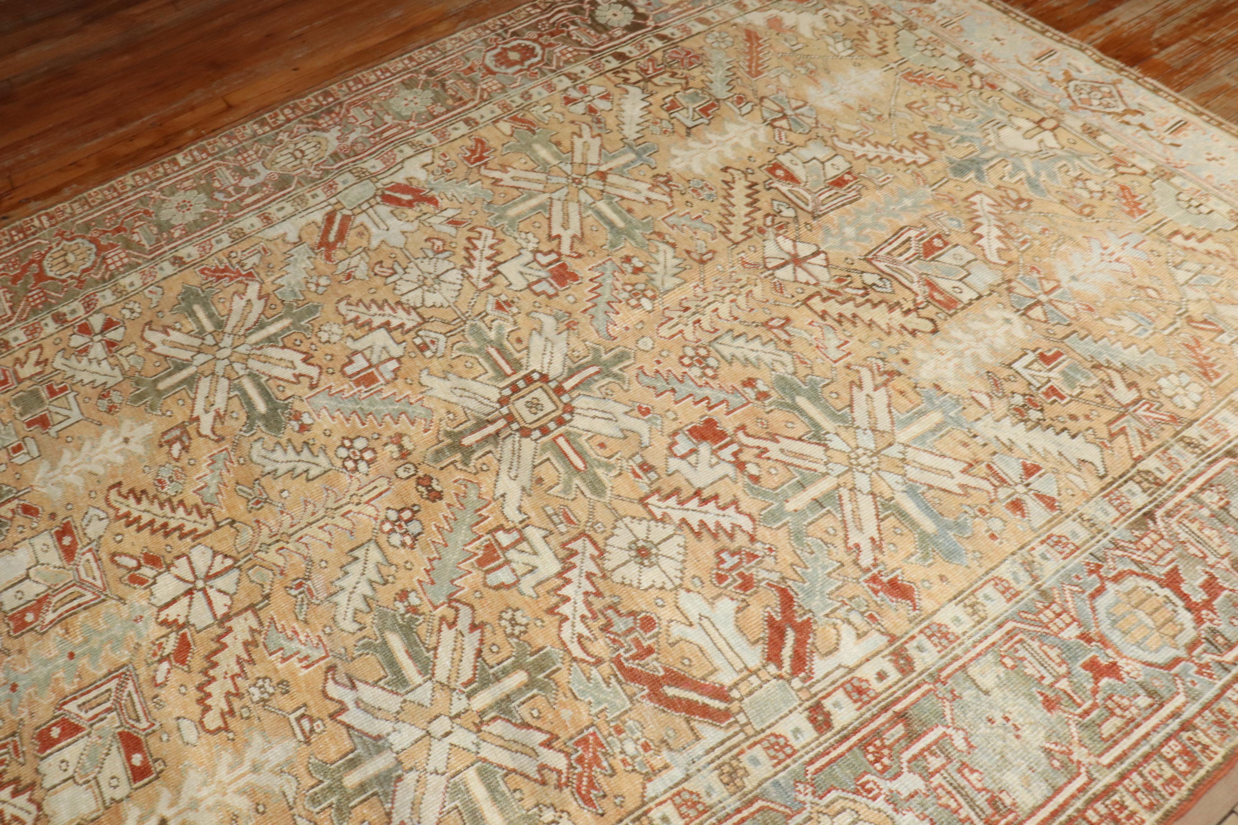 Zabihi Collection Room Size Antique Heriz Rug For Sale 2