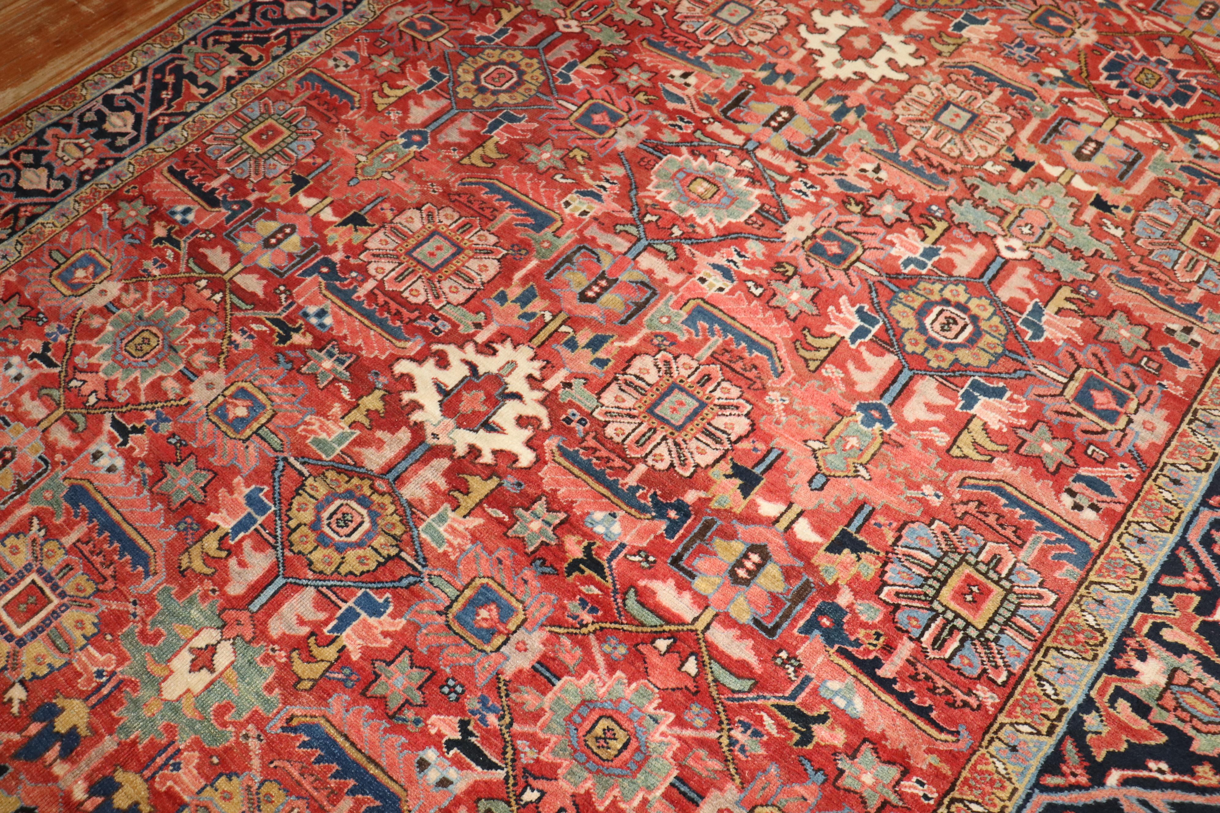 Heriz Serapi  Zabihi Collection Room Size Antique Persian Heriz Rug For Sale