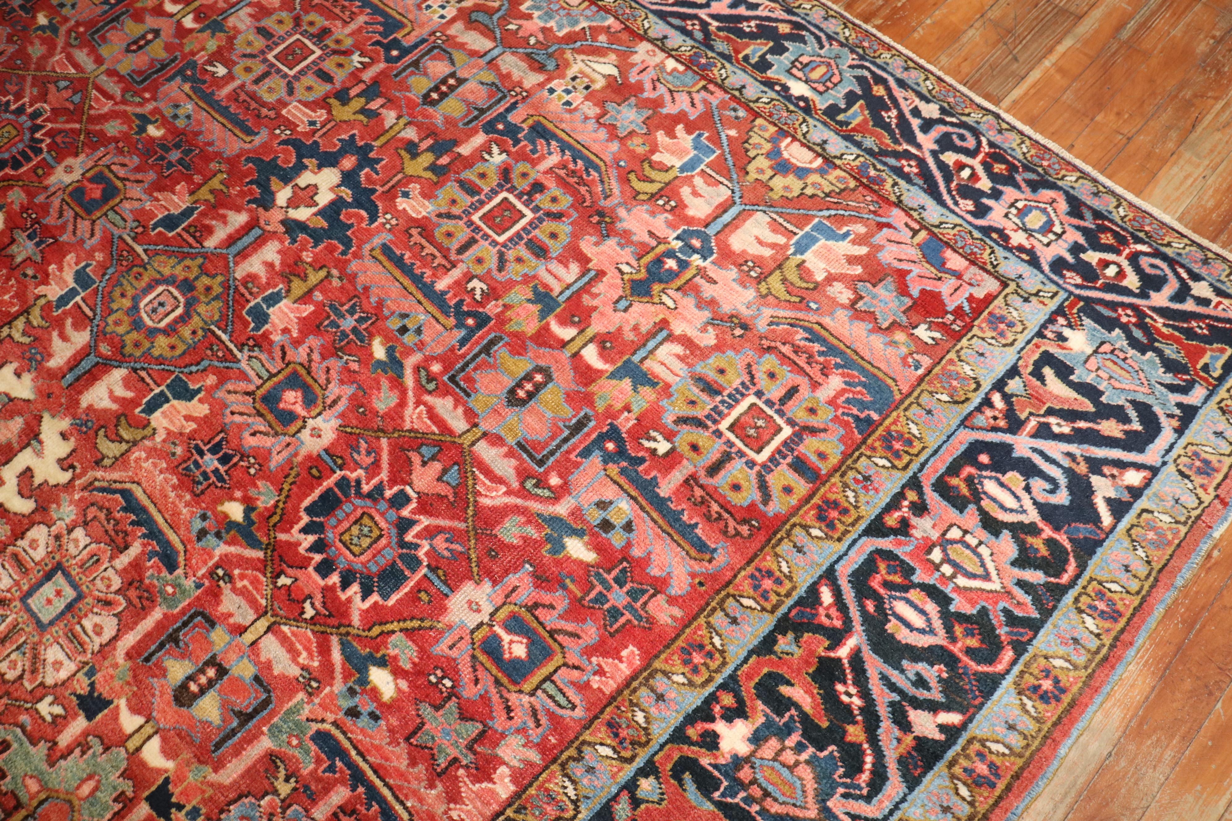 Hand-Woven  Zabihi Collection Room Size Antique Persian Heriz Rug For Sale