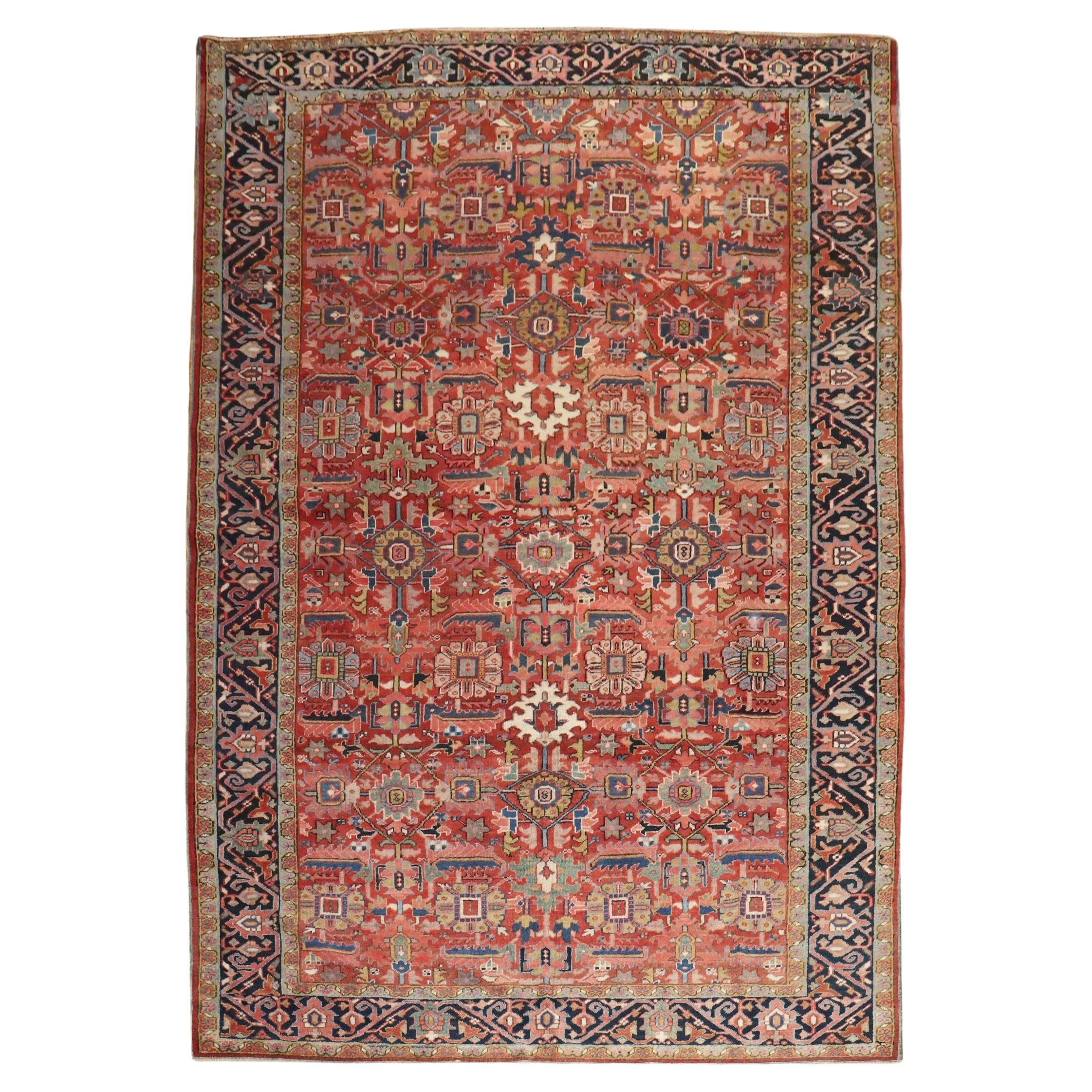  Zabihi Collection Room Size Antique Persian Heriz Rug For Sale