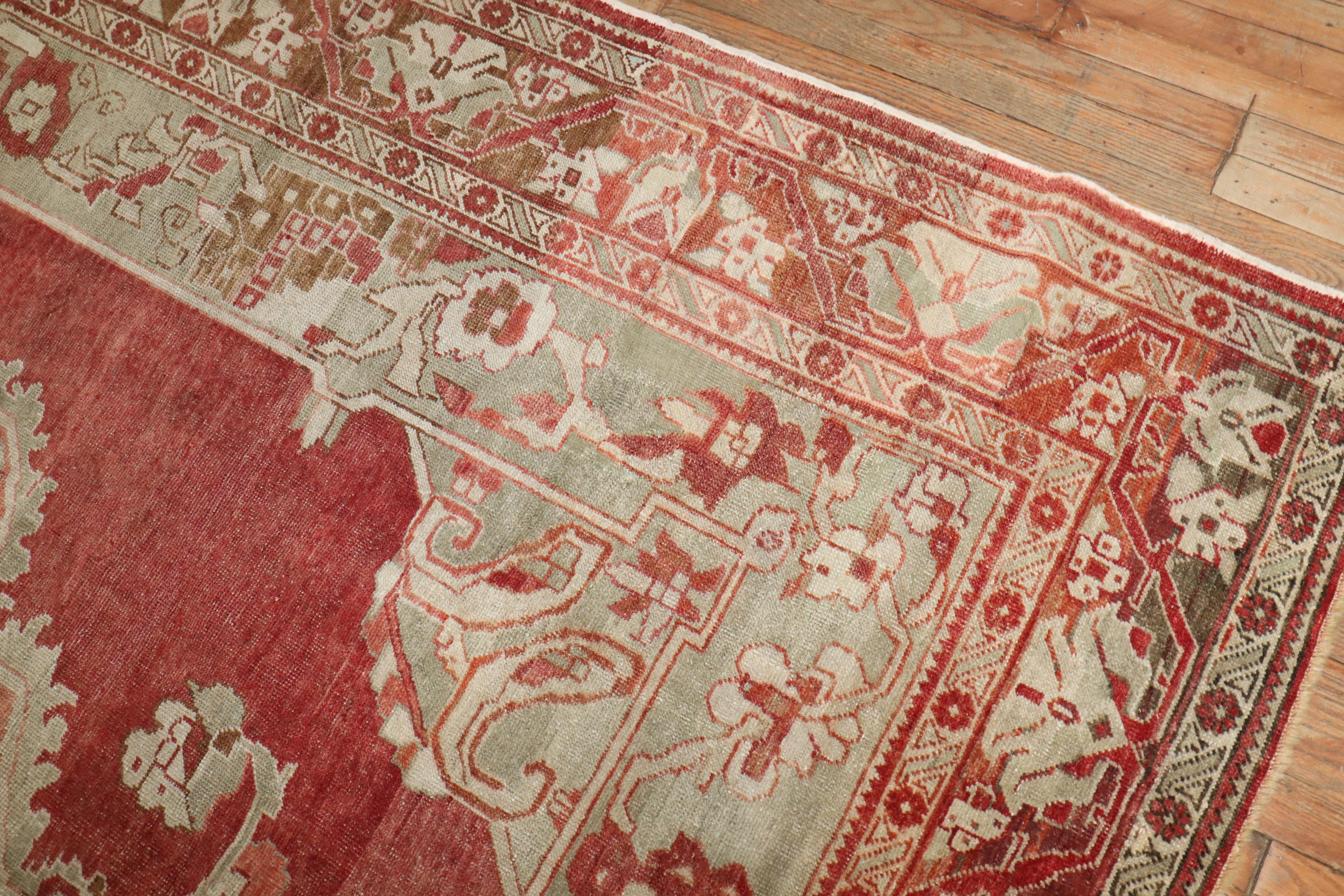 Zabihi Collection Room Size Antique Turkish Rug In Good Condition For Sale In New York, NY