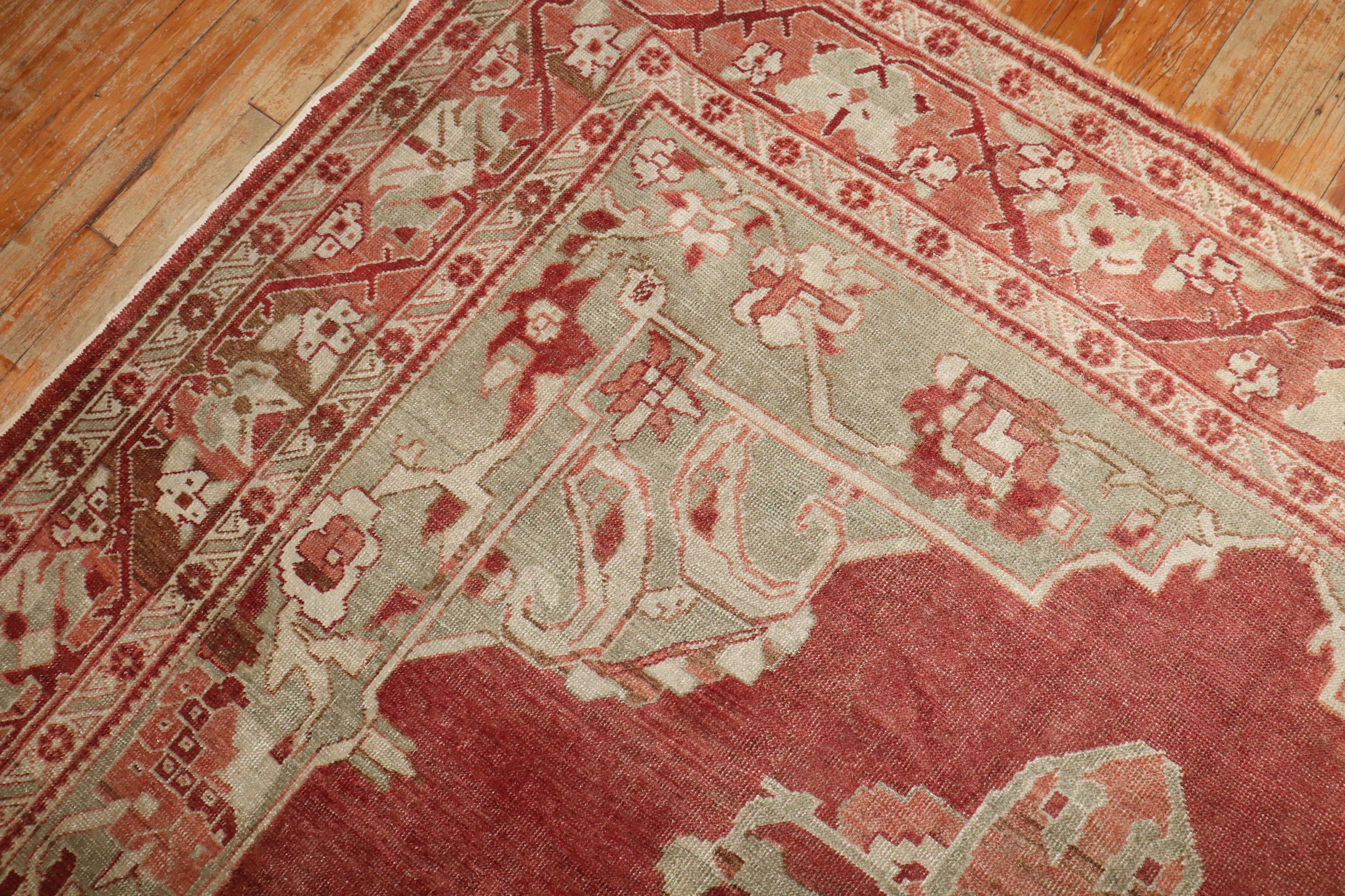 Wool Zabihi Collection Room Size Antique Turkish Rug For Sale
