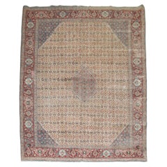 Zabihi Collection Room Size Worn Antique Tabriz Rug