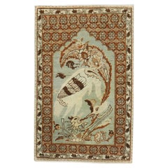 Zabihi Collection Rooster Swan Antique Persian Tabriz Rug Mat