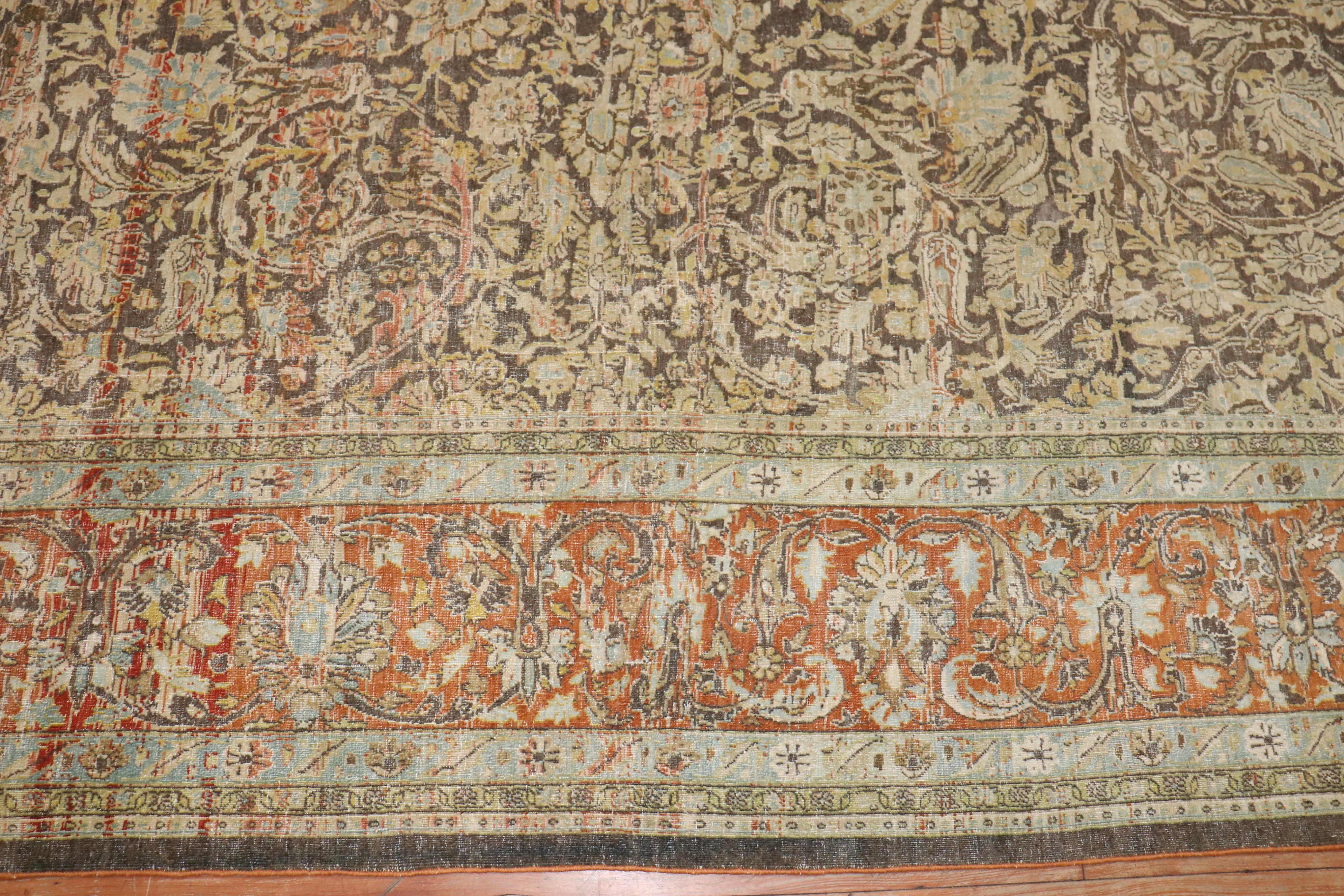 Zabihi Collection Rustic Antique Persian Bidjar Rug For Sale 4