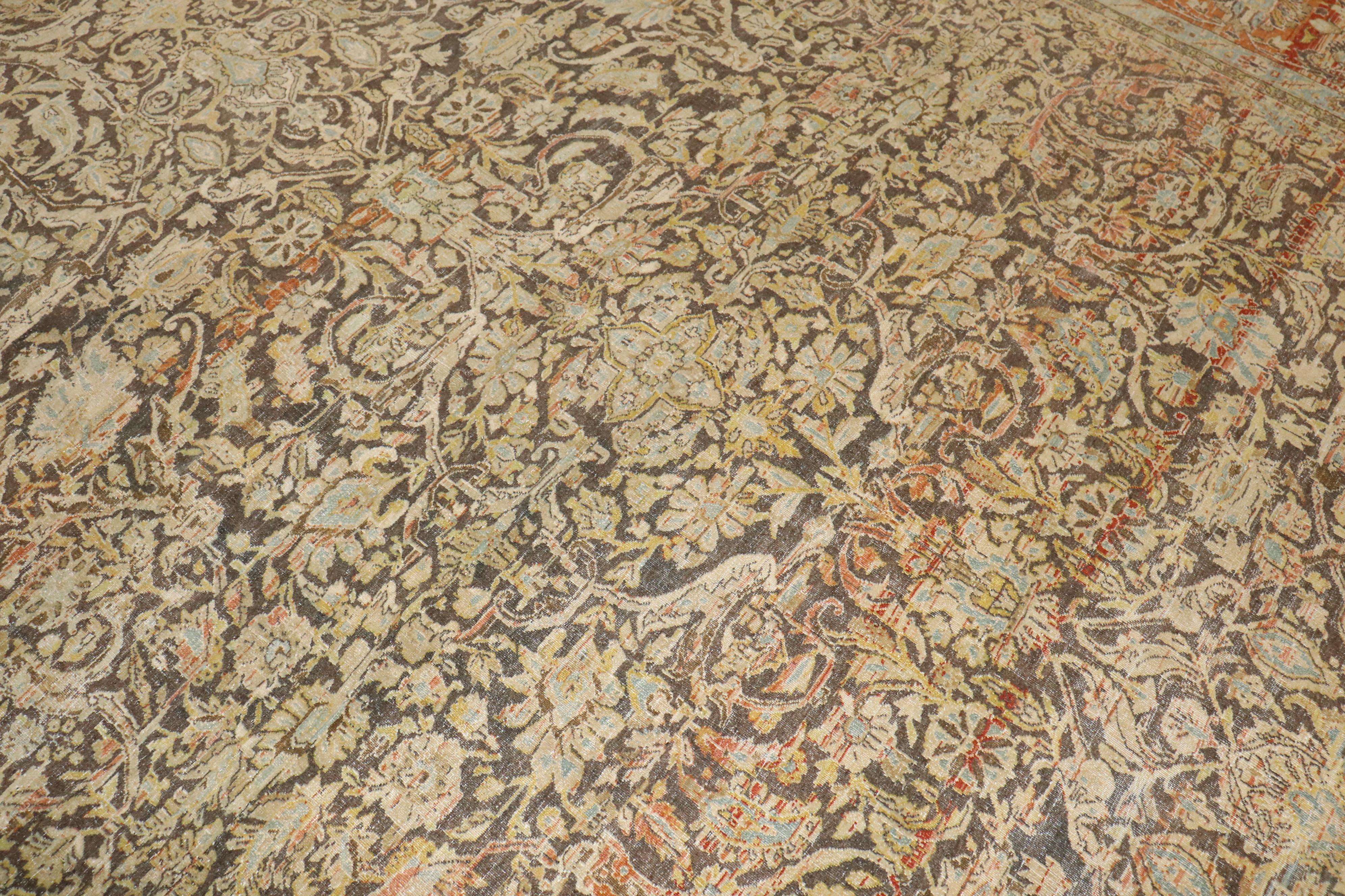 Zabihi Collection Rustic Antique Persian Bidjar Rug In Good Condition For Sale In New York, NY