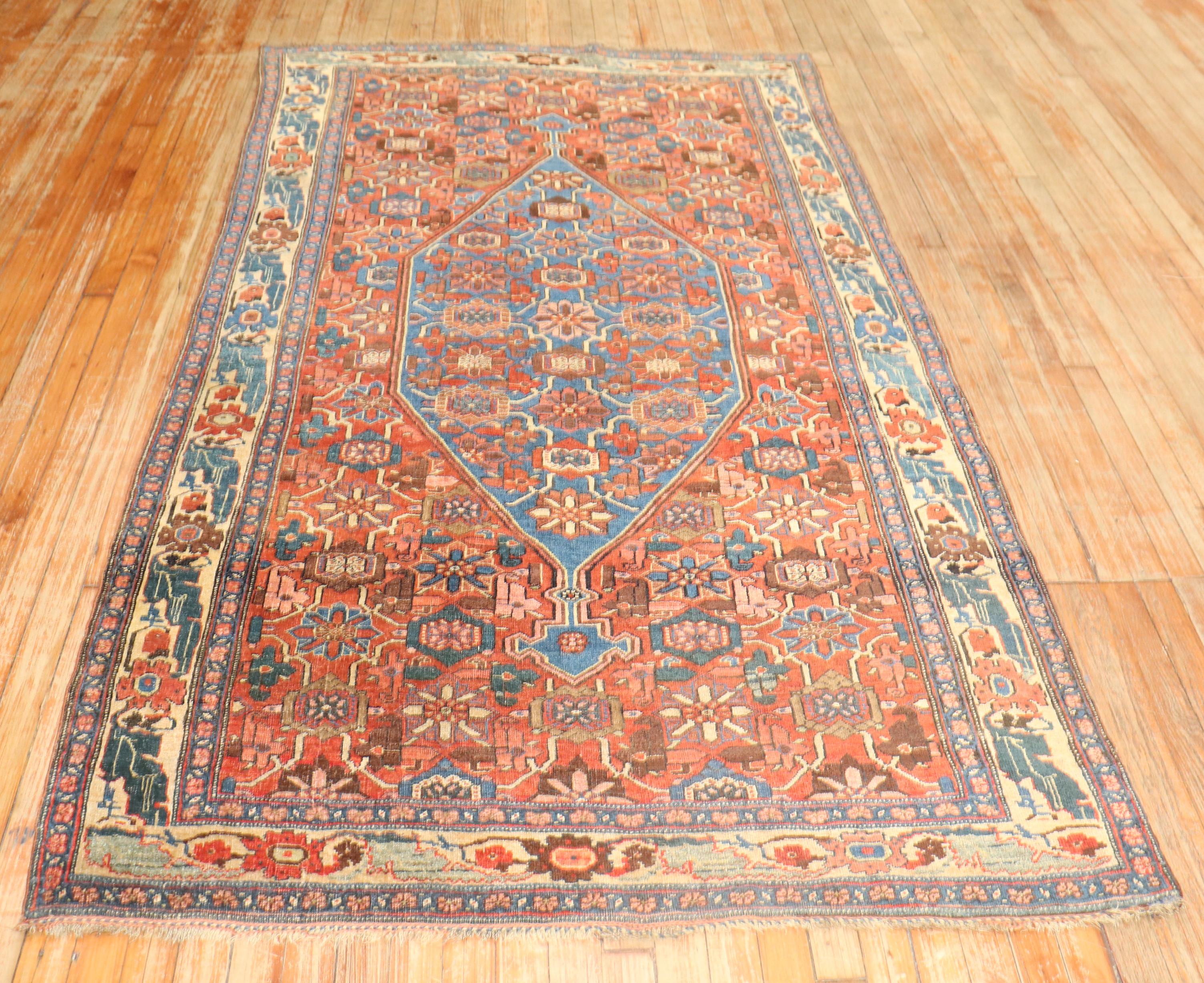 Tessuto a mano Tappeto Zabihi Collection Rustic Antique Persian Bidjar in vendita