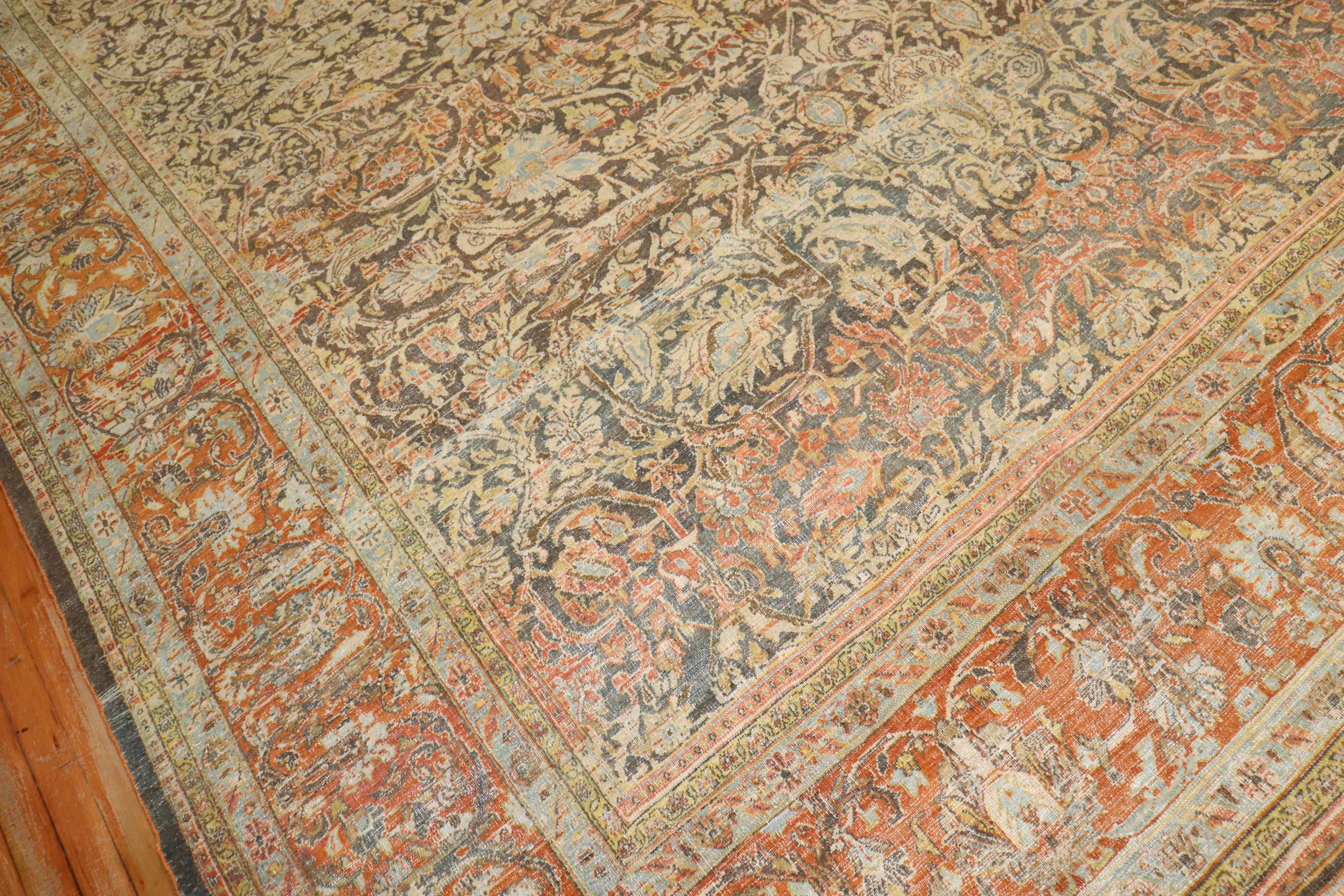 Zabihi Collection Rustic Antique Persian Bidjar Rug For Sale 2