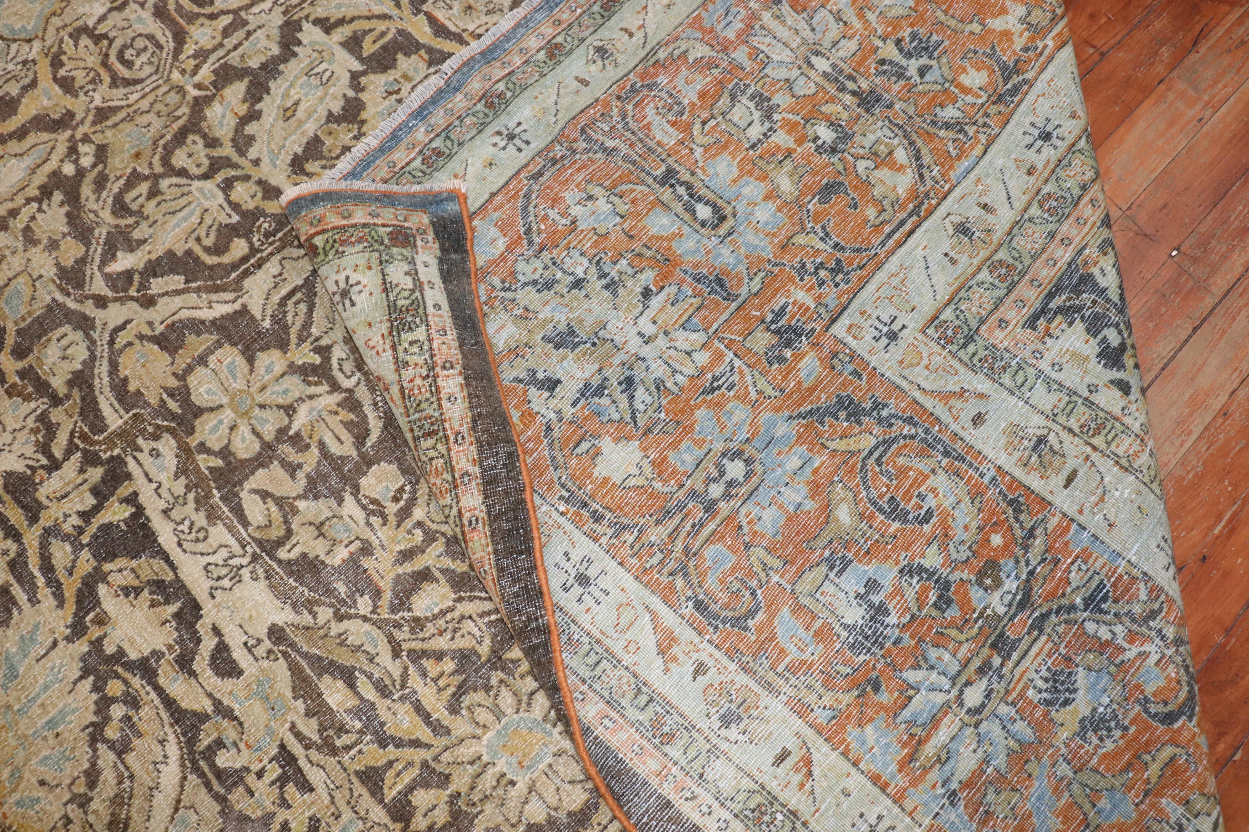 Zabihi Collection Rustic Antique Persian Bidjar Rug For Sale 3