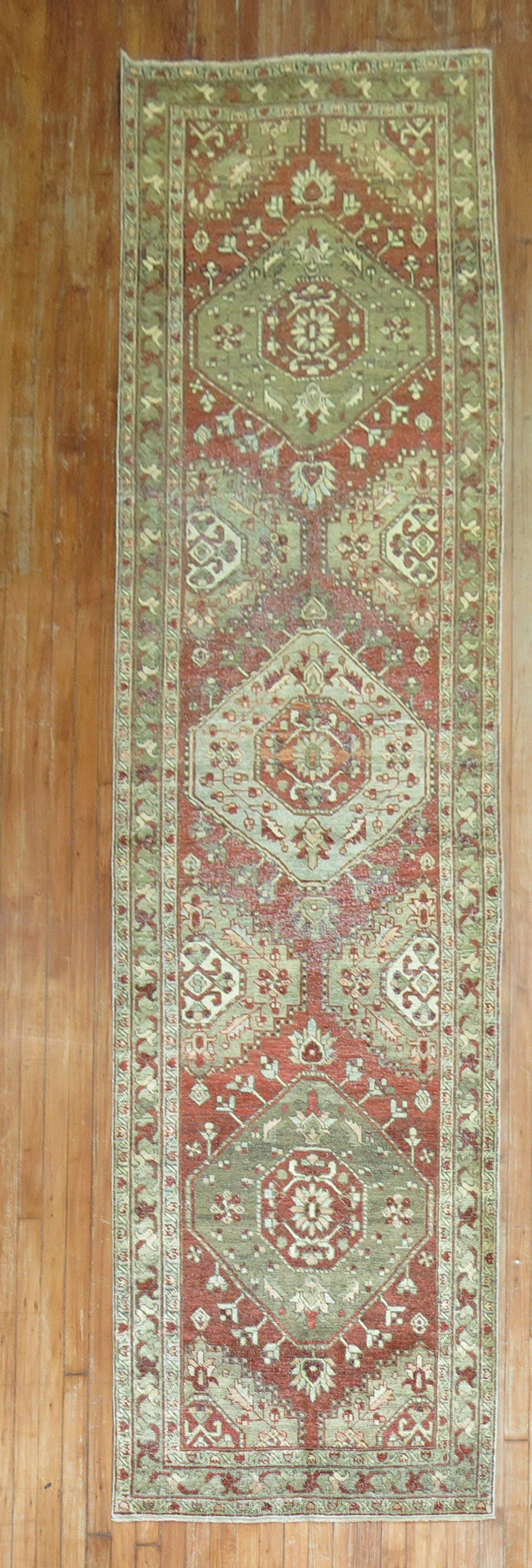 Rustico Runner Zabihi Collection Rustic Antique Persian Heriz in vendita